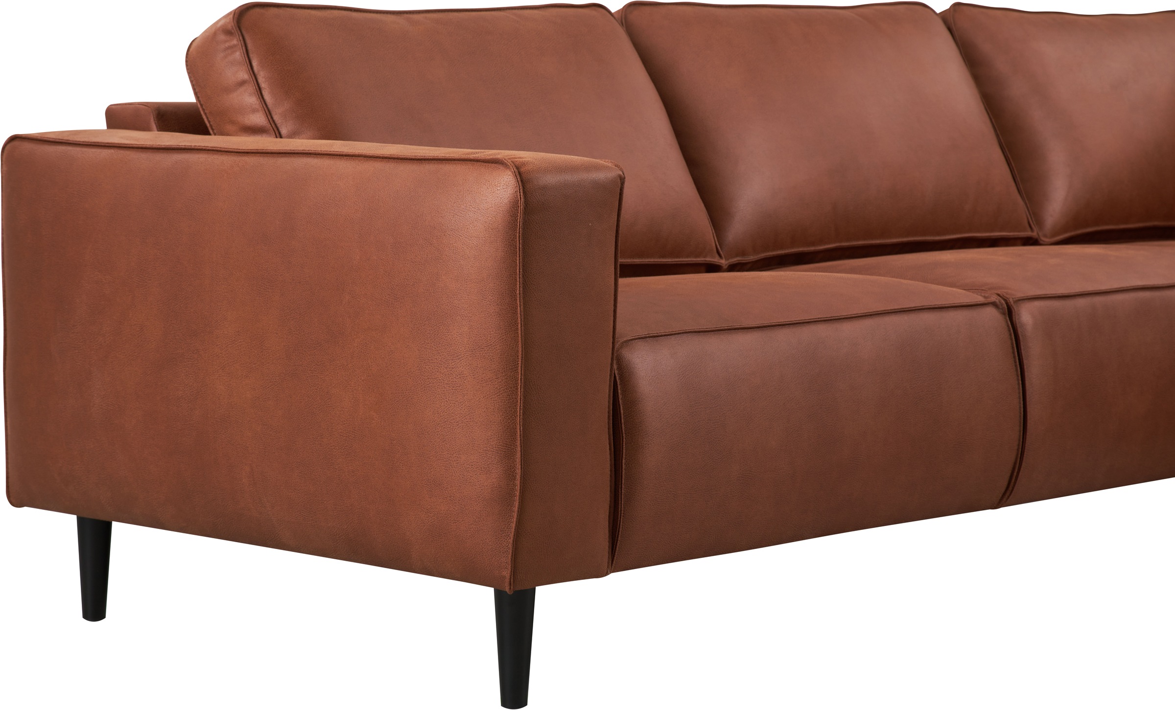 Places of Style Ecksofa »Fumone, Lederoptik oder Soft-Touch Chenille«, Breite 260, mit schwarzen Massivholzfüßen