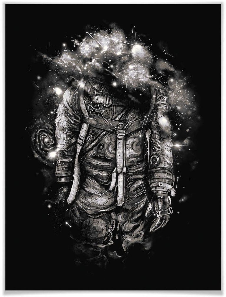 Wall-Art Poster »Universum Astronaut Schwarz Galaxie«, Astronaut, (1 St.), Poster, Wandbild, Bild, Wandposter