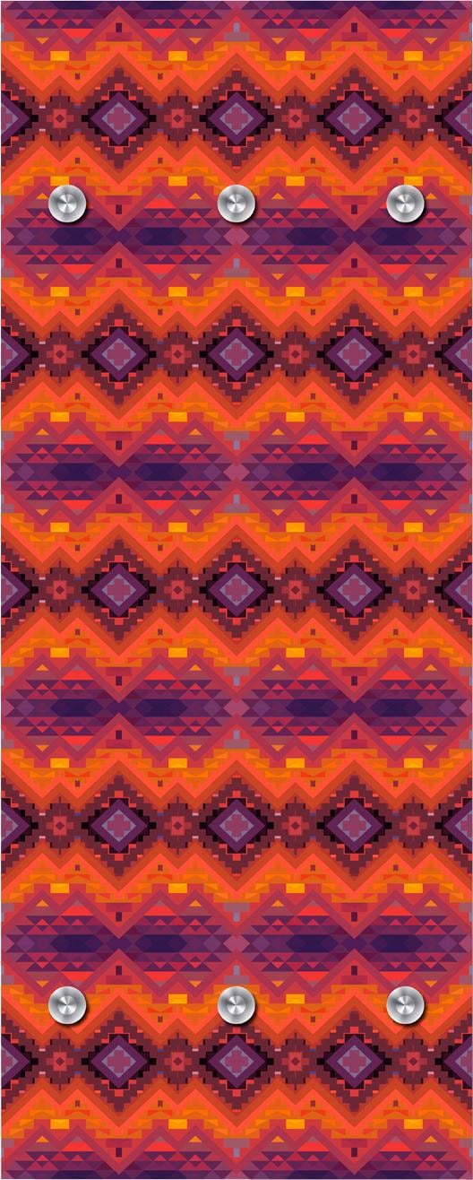 Queence Garderobenleiste »Orientalisches Muster« mit 6 Haken in orange, Größe B/H/T: 50 cm x 120 cm x 10 cm