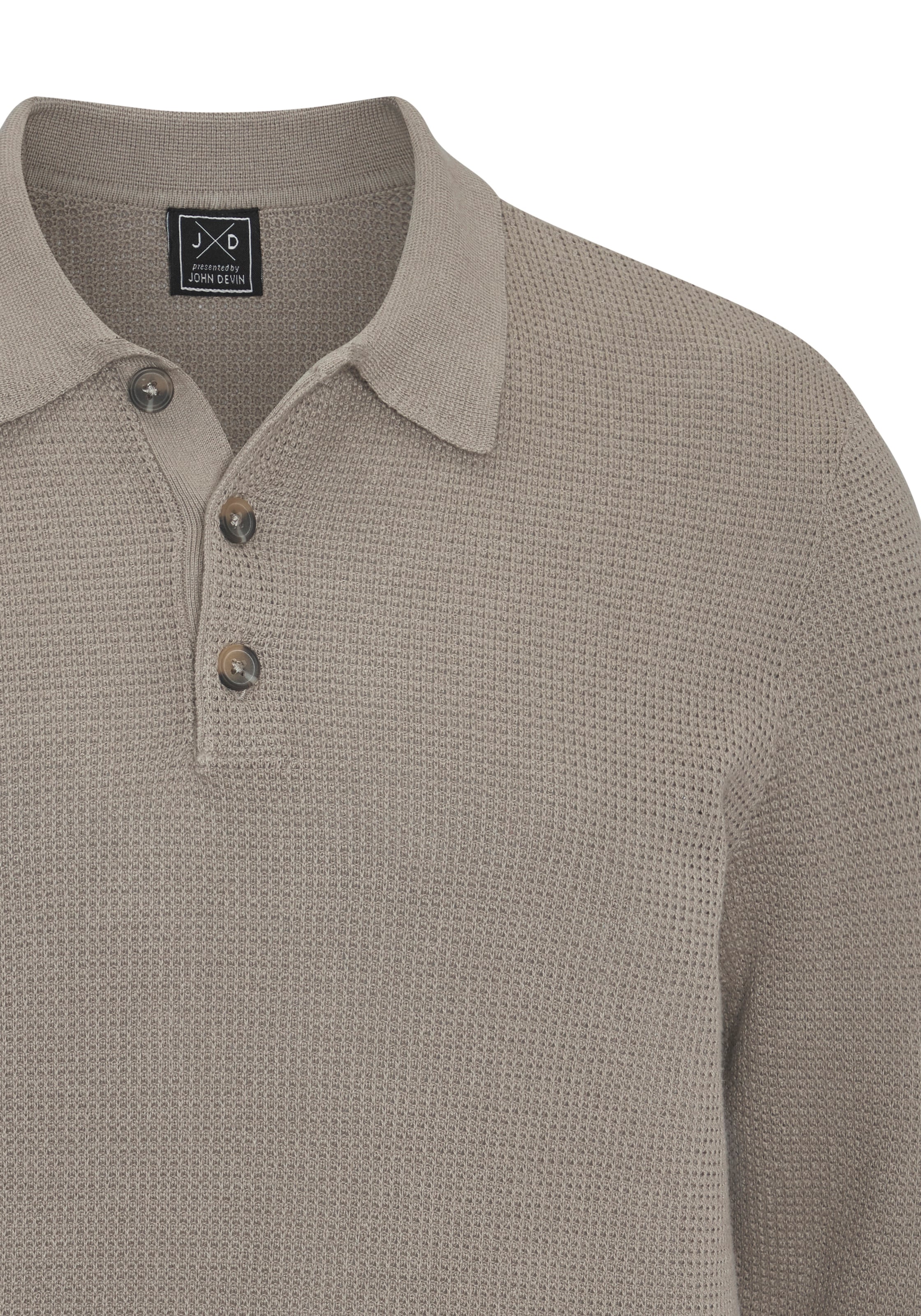 John Devin Strickpullover »-  leichtes Strick Poloshirt, Longsleeve« mit Polokragen und kleiner Knopfleiste