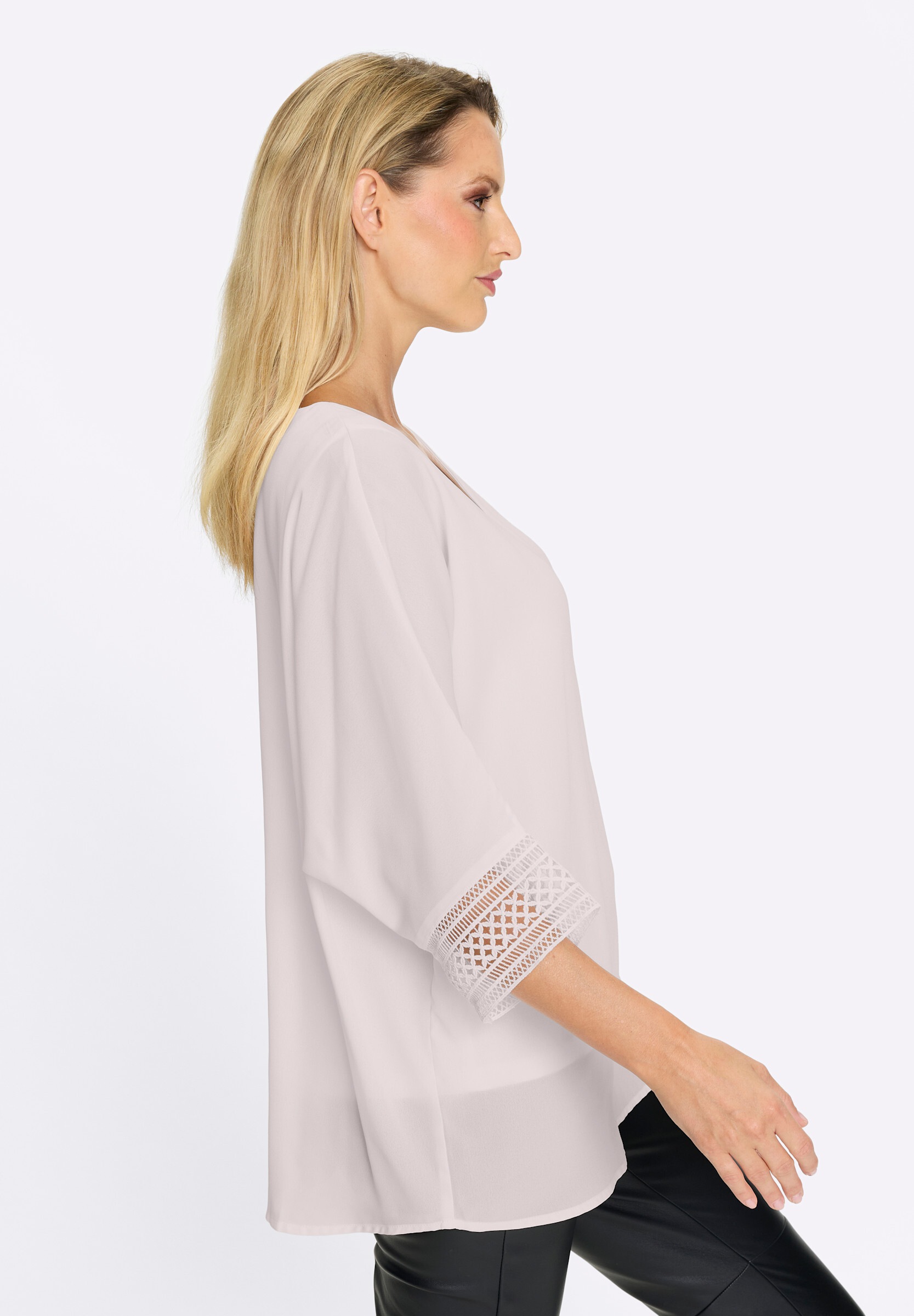 heine Klassische Bluse »Bluse Crêpebluse mit Spitze«
