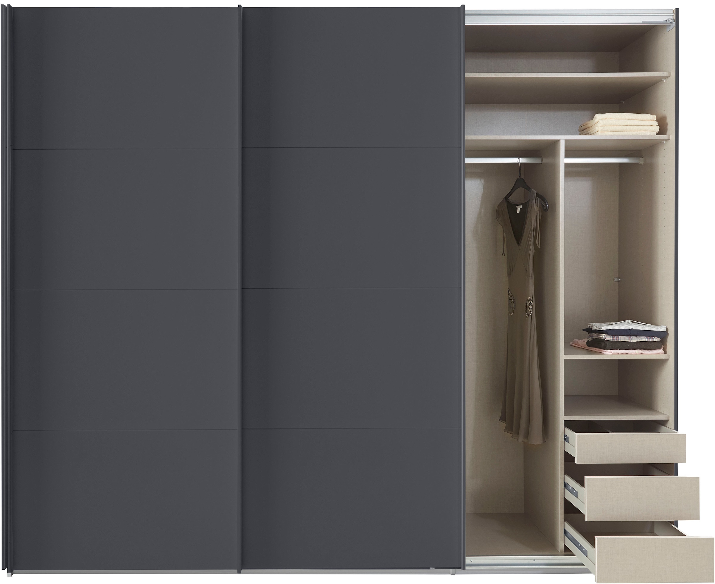 rauch Schwebetürenschrank »Kleiderschrank Schrank Garderobe TOPSELLER OTELI inkl. Inneneinteilung«, mit 3 Innenschubladen sowie zusätzlichen Einlegeböden MADE IN GERMANY