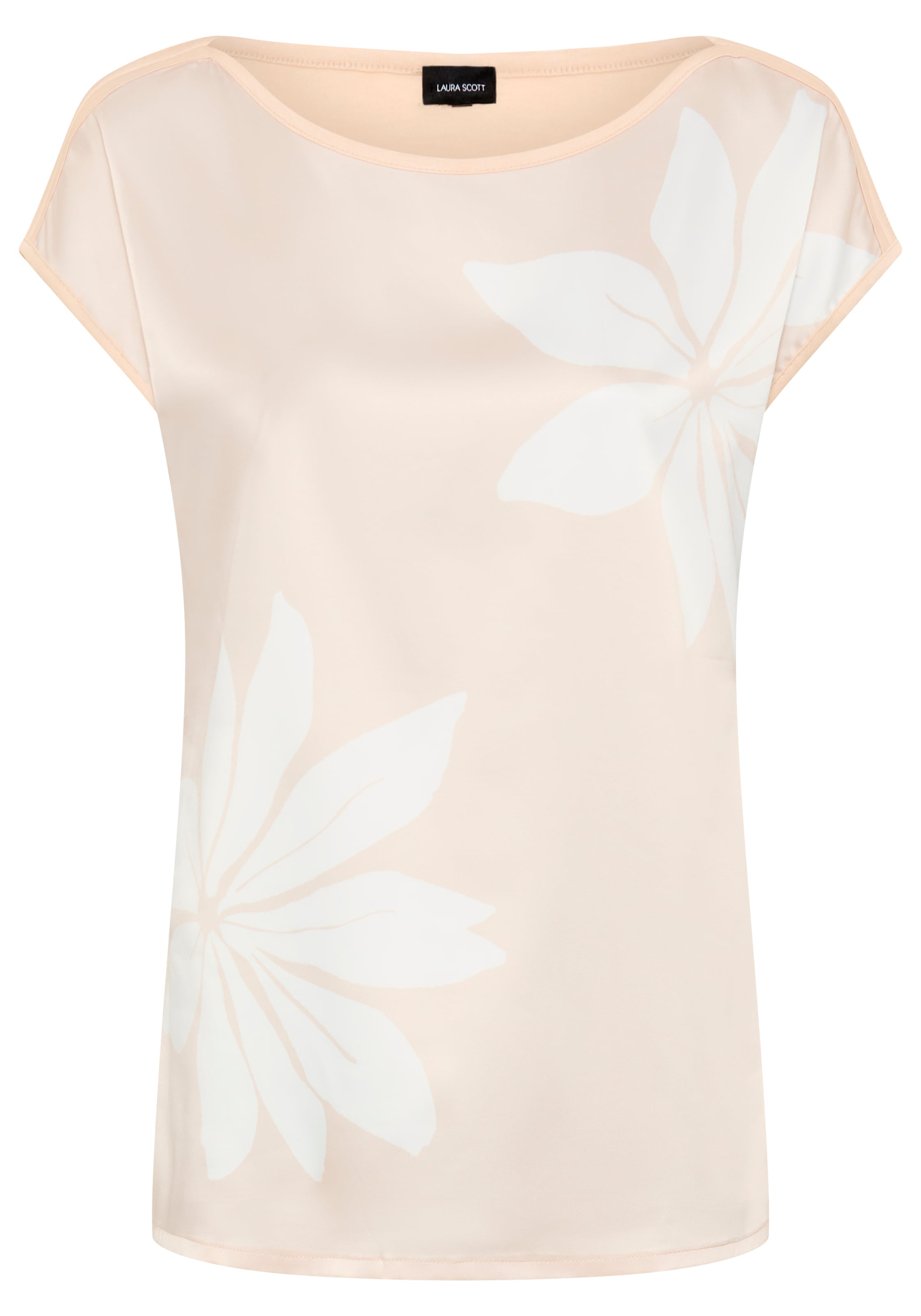 Laura Scott Shirtbluse mit Satin, U-Boot-Ausschnitt, Viskose und Elasthan Rückenteil