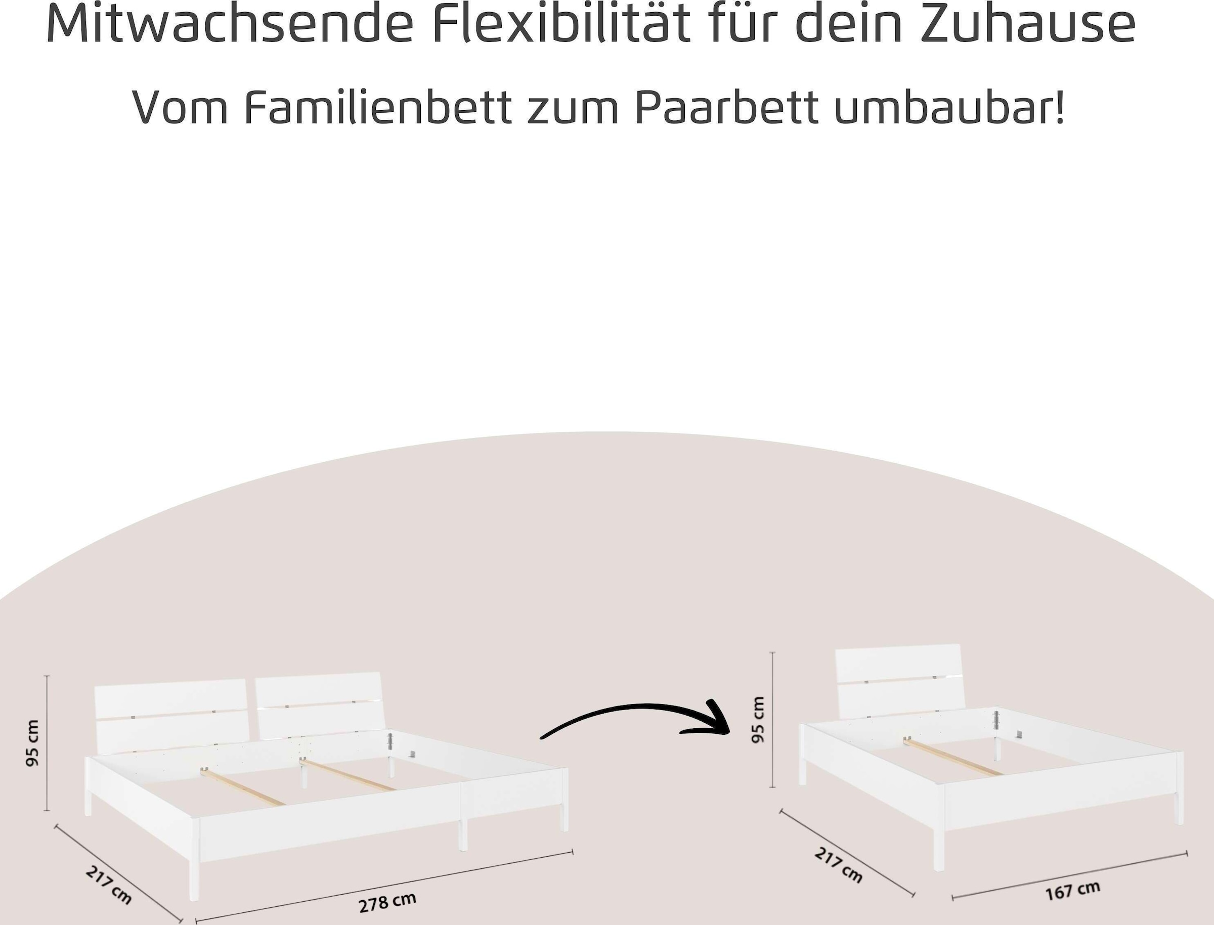 rauch Bett »Familienbett XXL Familiengröße Ehebett Doppelbett umbaubar«, Liegefläche 240x200 270x200 verschiedene Kopfteile MADE IN GERMANY