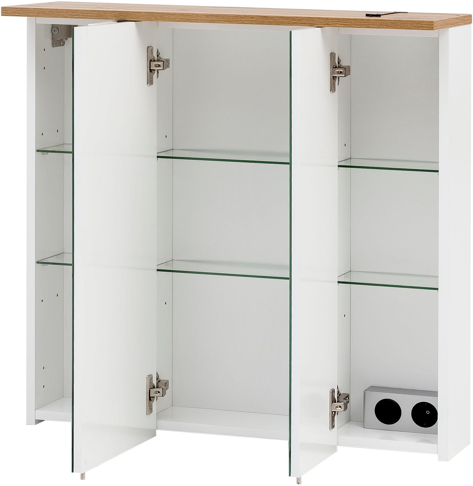 Schildmeyer Spiegelschrank »Profil«, Breite 70 cm, 3-türig, LED-Beleuchtung, Schalter-/Steckdosenbox