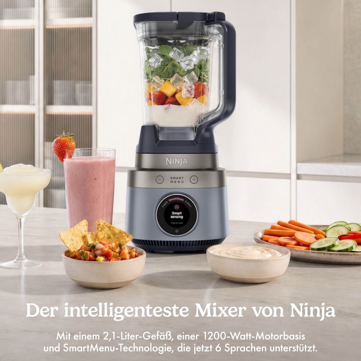 NINJA Standmixer »LB201EUBL1 Ninja CrushBOSS intelligenter Mixer  Graublau« 1200 W