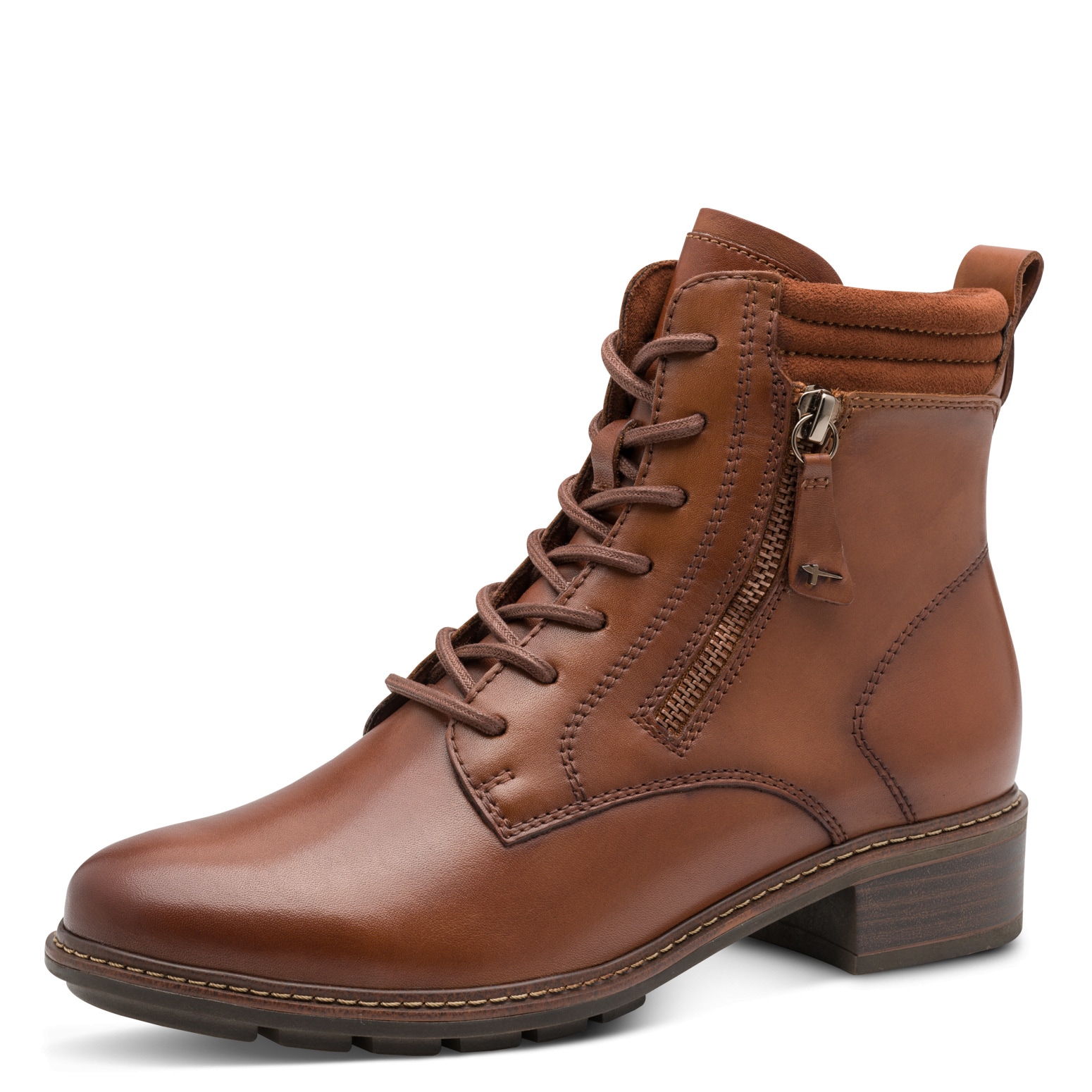 Tamaris Schnürstiefelette  , Blockabsatz, Schnürboots mit Ziernähten und Kontrast-Rahmennaht