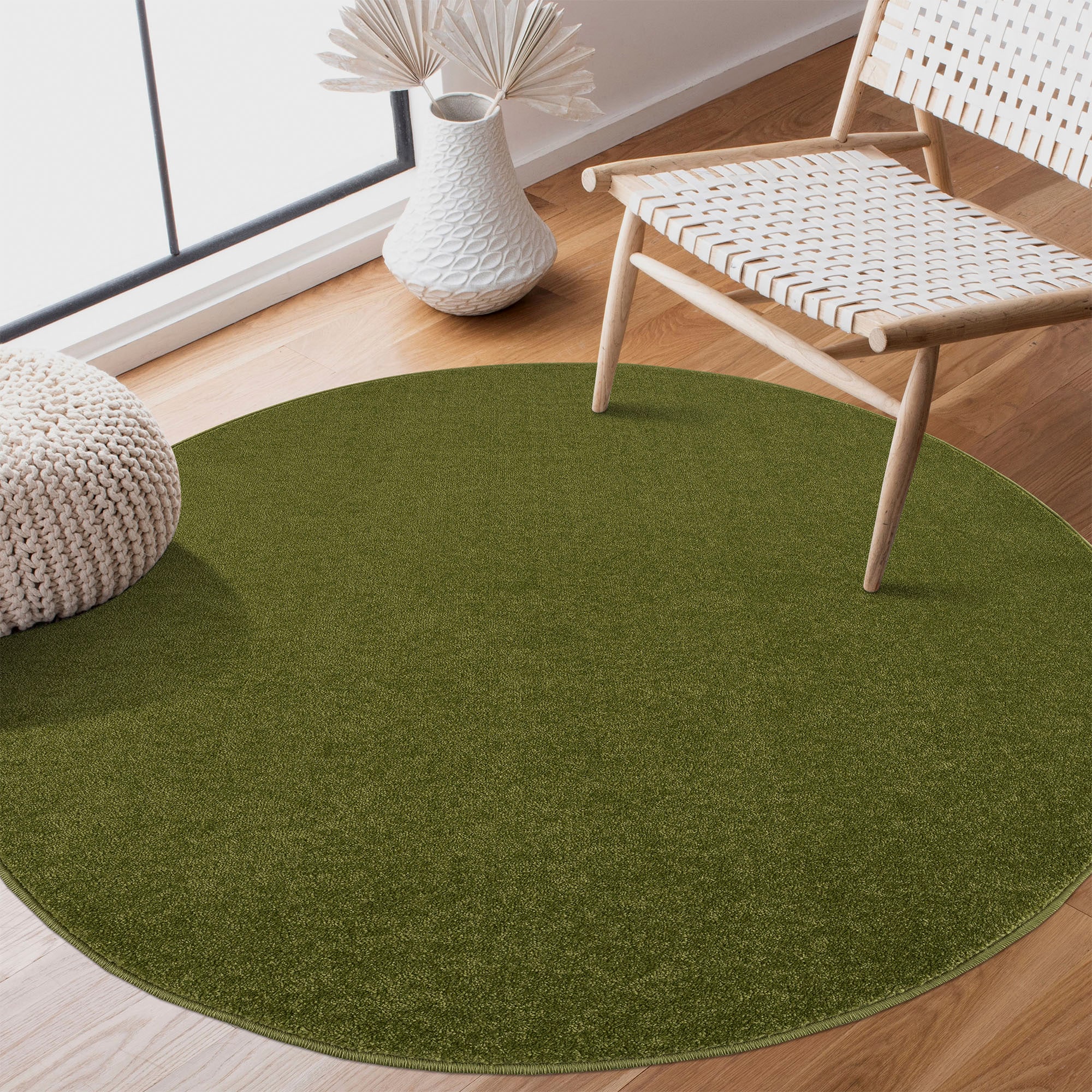 Sanat Teppich »Uni« rund 13 mm Höhe robuster Kurzflorteppich, große Farbauswahl, Wohnzimmer, alle Räume