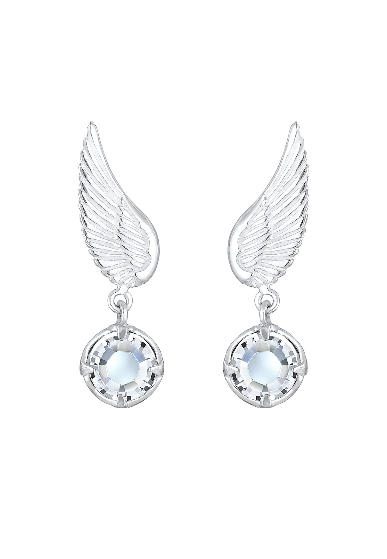 Elli Paar Ohrhänger »Ohrringe Earclimber Flügel Glas Kristalle Weiß 925 Sterling Silber«