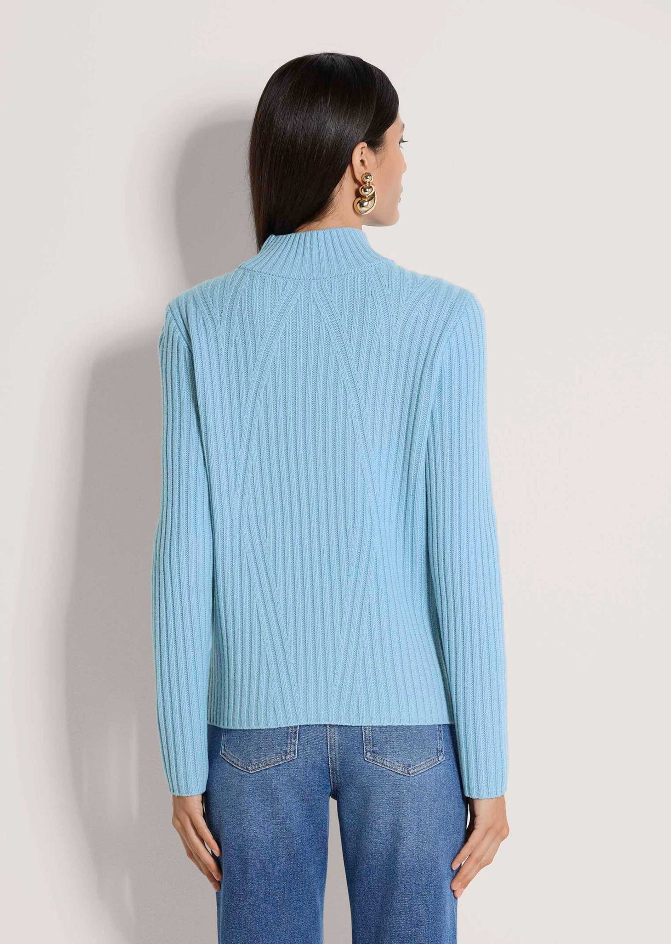 MADELEINE Stehkragenpullover »Schurwollpullover Winterpullover mit Stehkragen« Rippenstrick-Muster