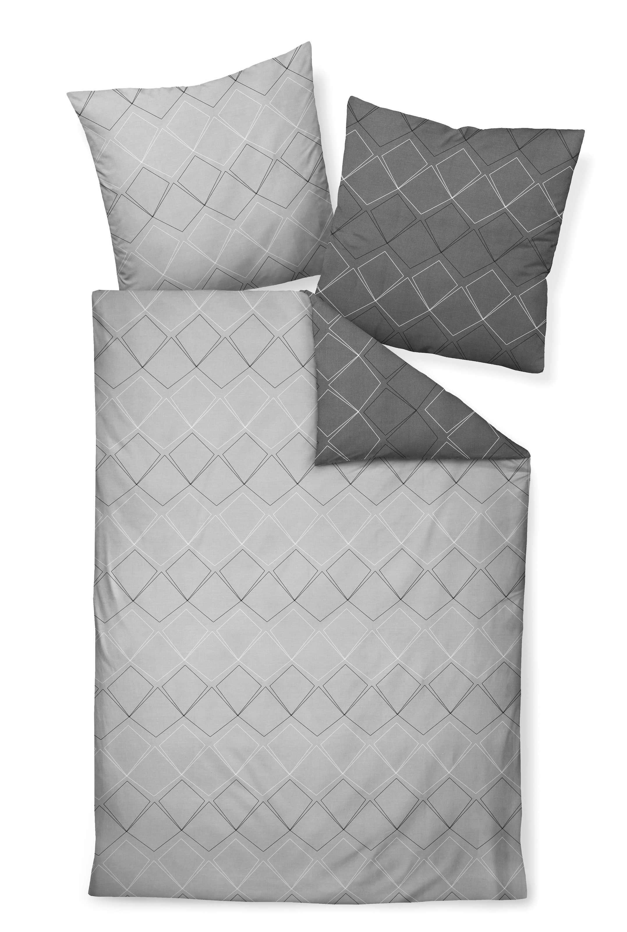 Janine Wendebettwäsche »J.D. 87053, Mako-Satin aus 100 % Baumwolle«, mit Rauten-Design