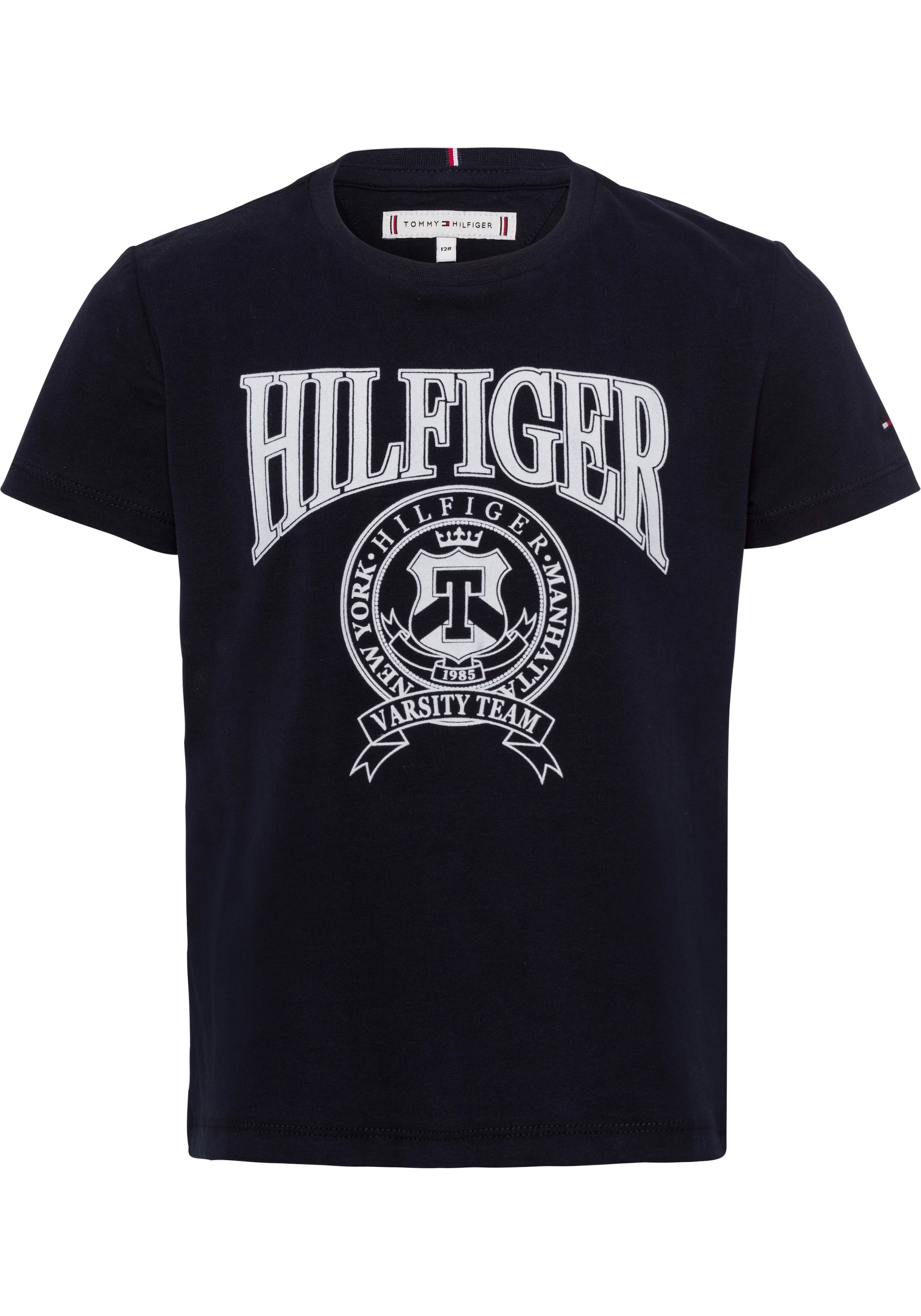 Tommy Hilfiger Kurzarmshirt »HILFIGER VARSITY TEE S/S«, (1 tlg.), mit Tommy  Hilfiger Markenstreifen am Rundhalsausschnitt kaufen bei OTTO