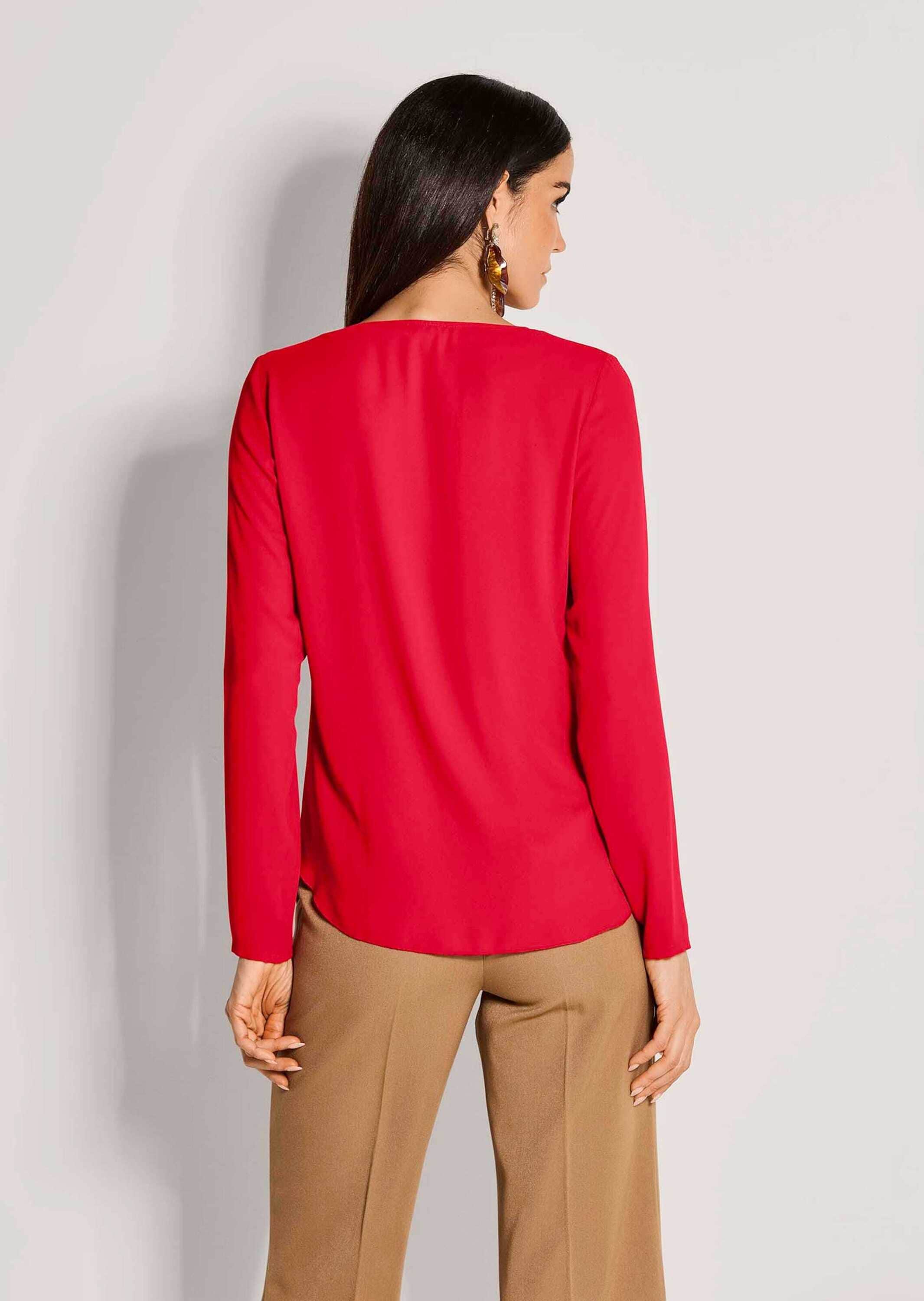 MADELEINE Langarmbluse »Volantbluse Elegante Bluse mit asymmetrischem Saum«