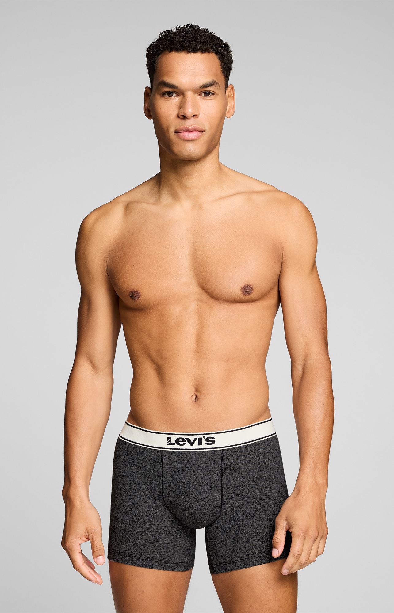 Levi's® Boxershorts »LEVIS MEN VNTG HTR BOXER BRIEF 2P« 2er Pack,  ohne Eingriff, uni, meliert, Logo-Bund, elastisch