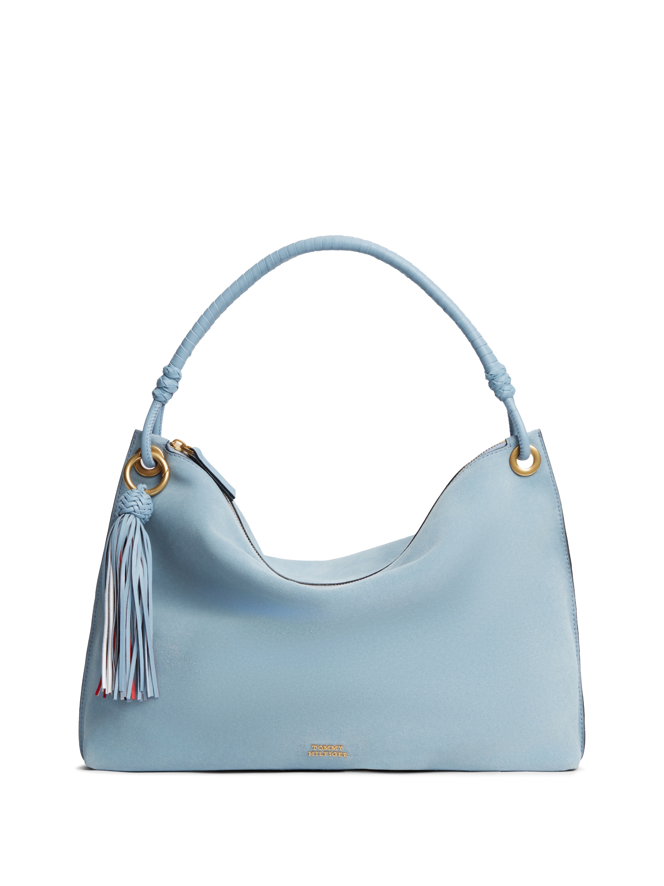 Tommy Hilfiger Schultertasche »TH STATEMENT LEATHER BAG SUEDE« Damen Tragetasche, Handtasche mit modischen Quasten