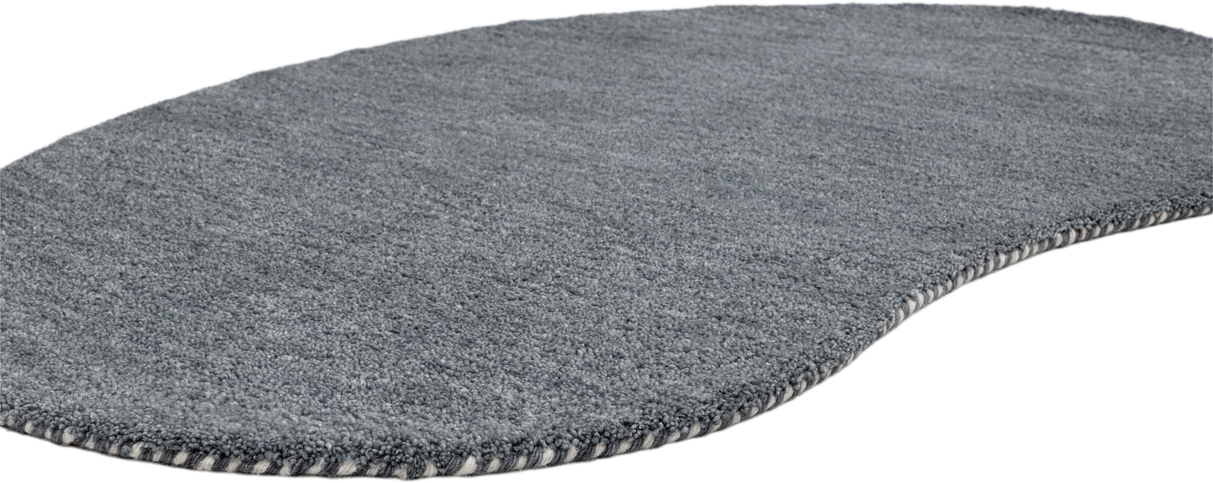 THEKO Wollteppich »Gabbeh Uni, Handweb Teppich, meliert, reine Wolle, handgewebt«, oval, 14 mm Höhe, Schlafzimmer, Wohnzimmer, Esszimmer, auch als Läufer, eckig oder rund