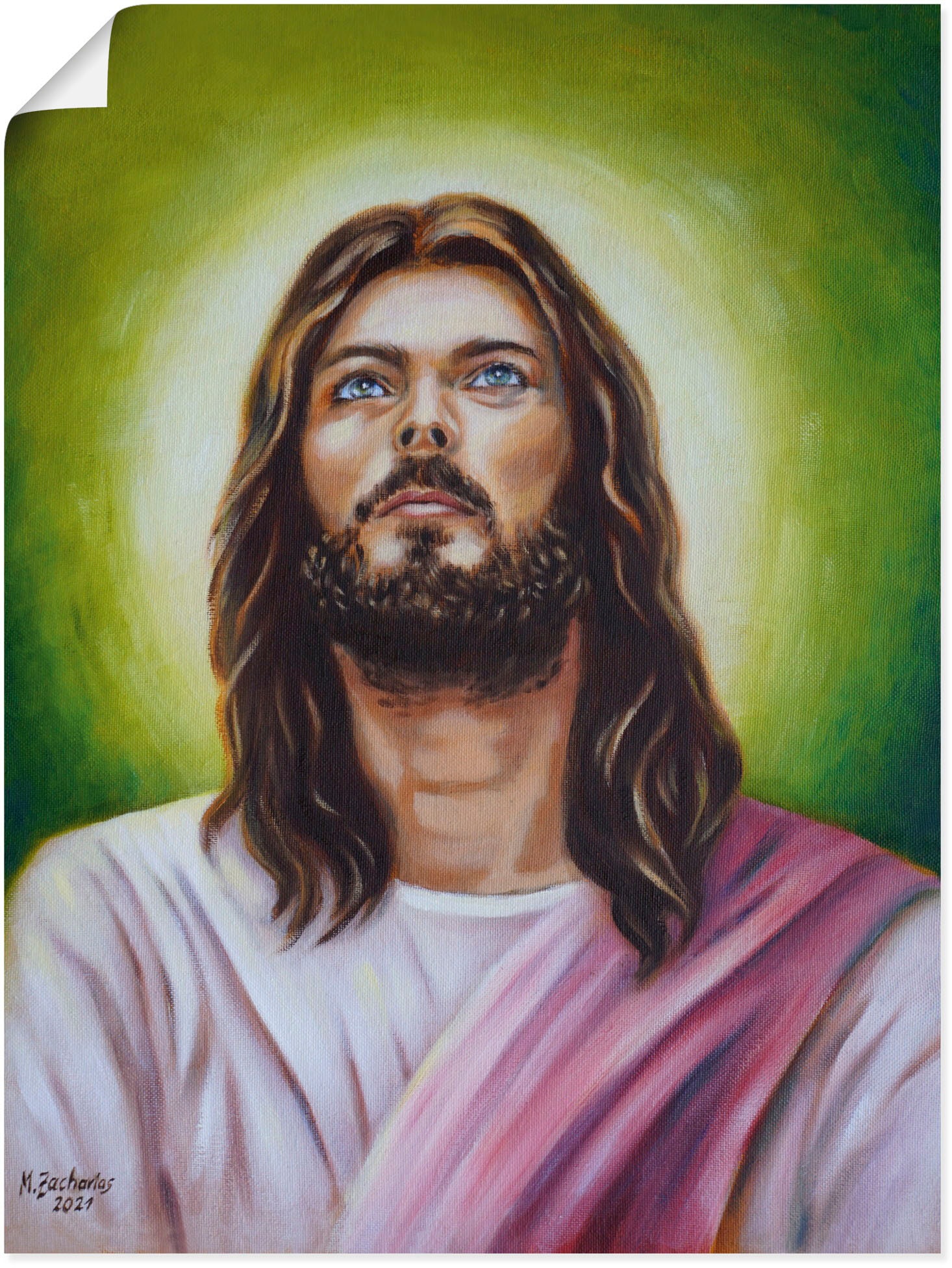 Artland Wandbild »Jesus Christus Porträt«, Christliche Bilder, (1 St.), in vielen Größen & Produktarten - Alubild / Outdoorbild für den Außenbereich, Leinwandbild, Poster, Wandaufkleber / Wandtattoo auch für Badezimmer geeignet