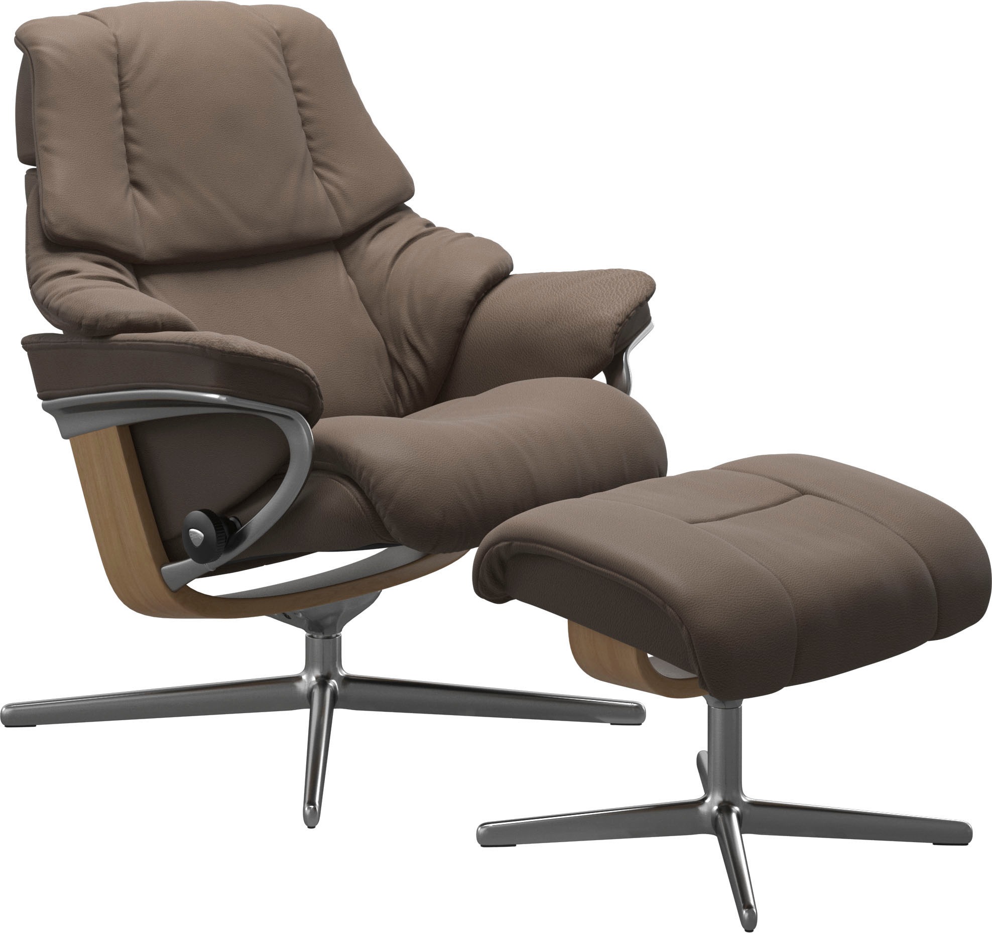 Stressless® Relaxsessel »Reno«, (Set, Relaxsessel mit Hocker), mit Hocker, mit Cross Base, Größe S, M & L, Holzakzent Eiche