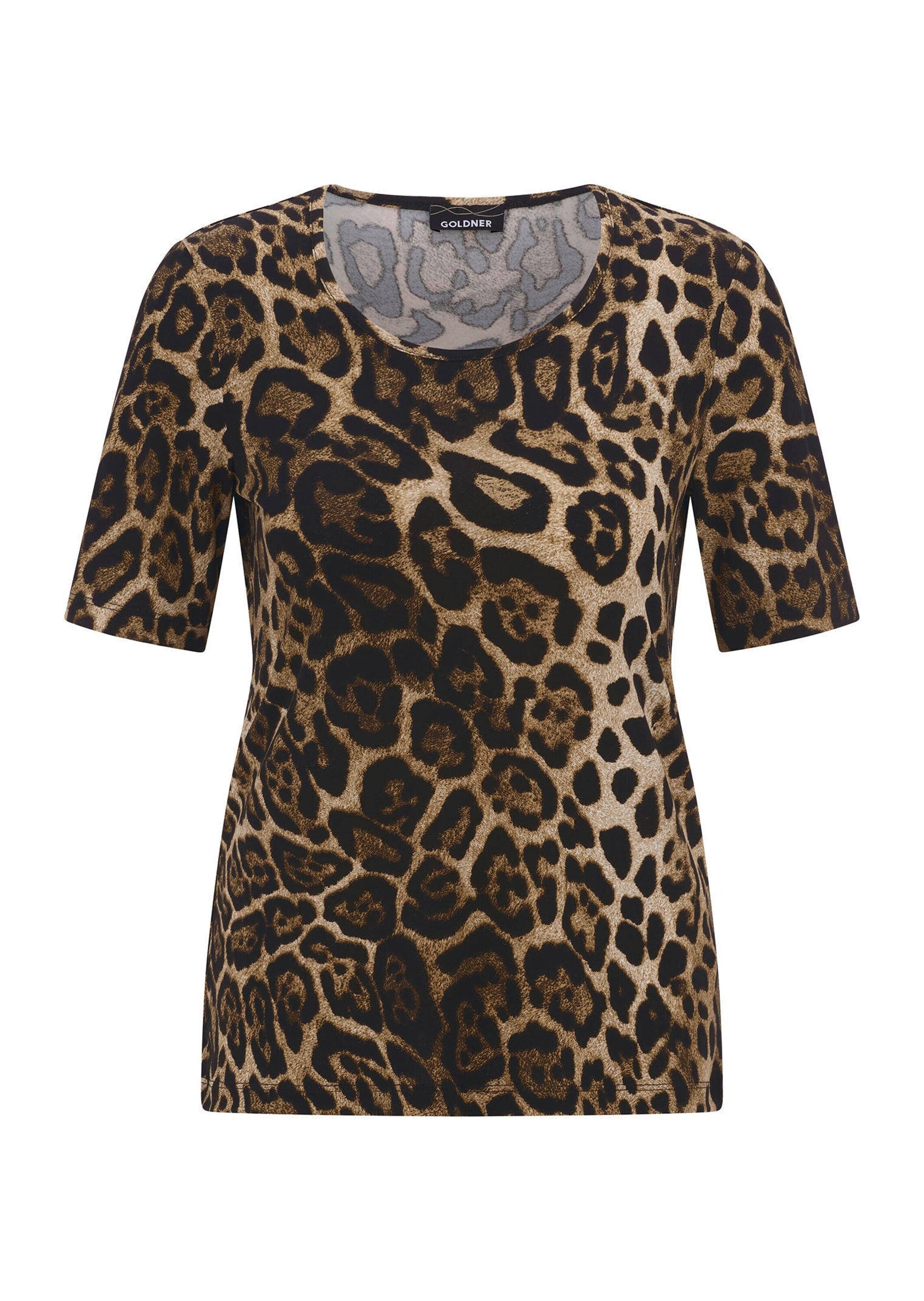 GOLDNER Kurzarmshirt »Shirt mit elegantem Leo Print« stretchbequemer Viskosejersey