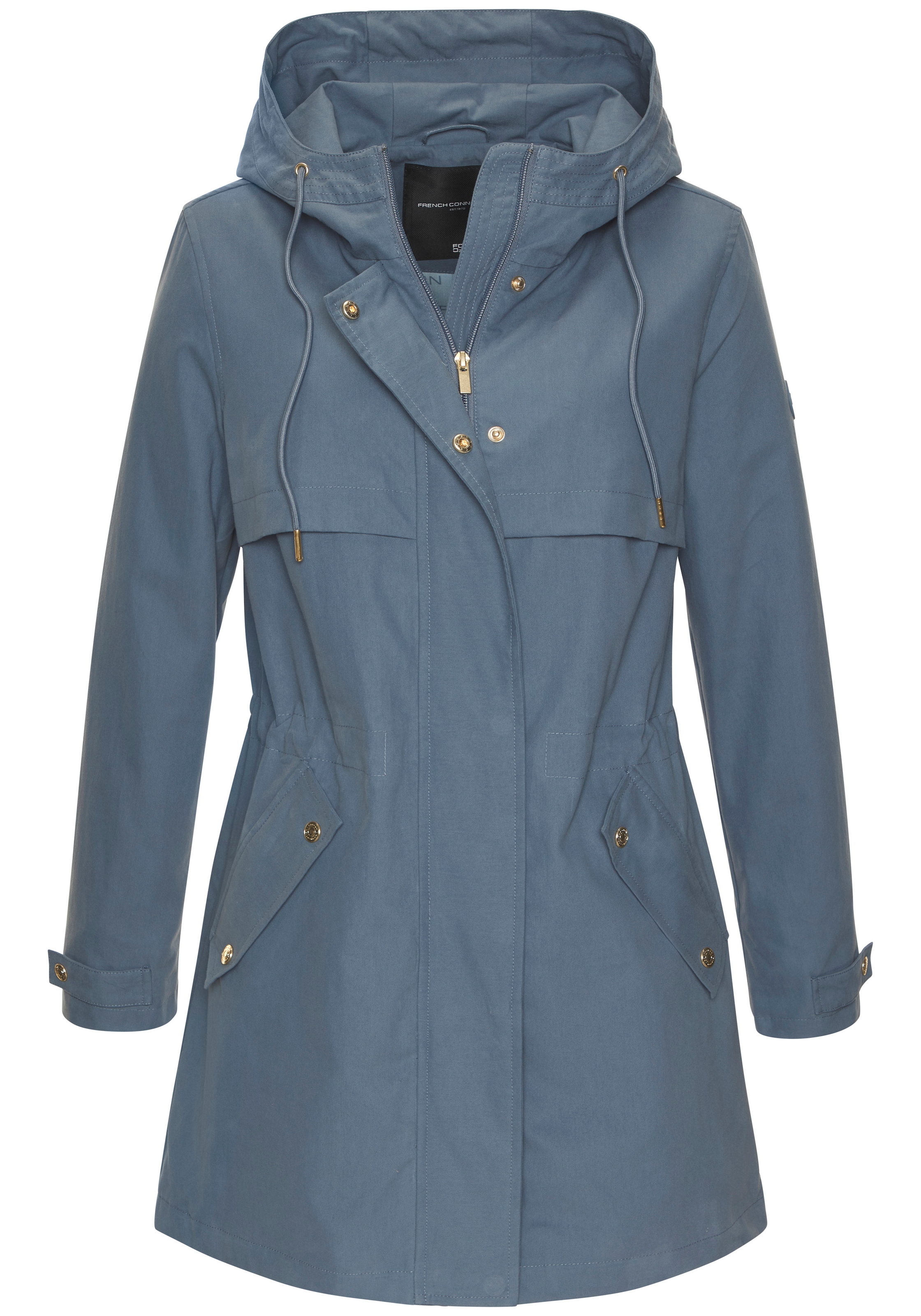 French Connection Outdoorjacke mit Kapuze Saumschlitz mit Druckknöpfen auf der Rückseite