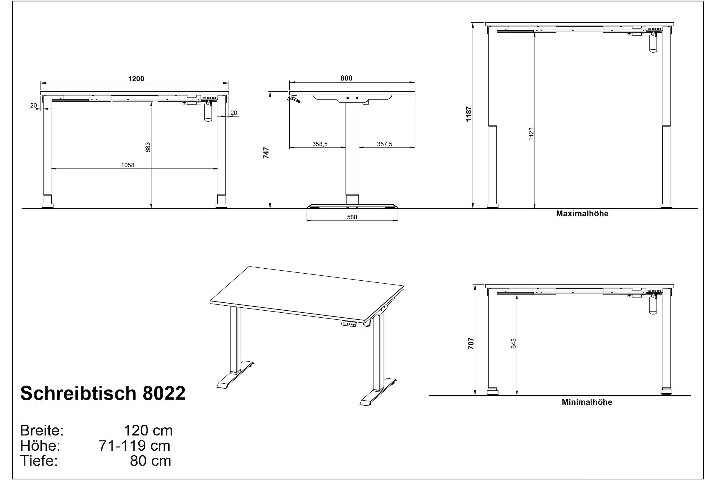 GERMANIA Büromöbel-Set »GW-Rovigo«, (3 tlg.), Schreibtisch elektrisch höhenverstellbar