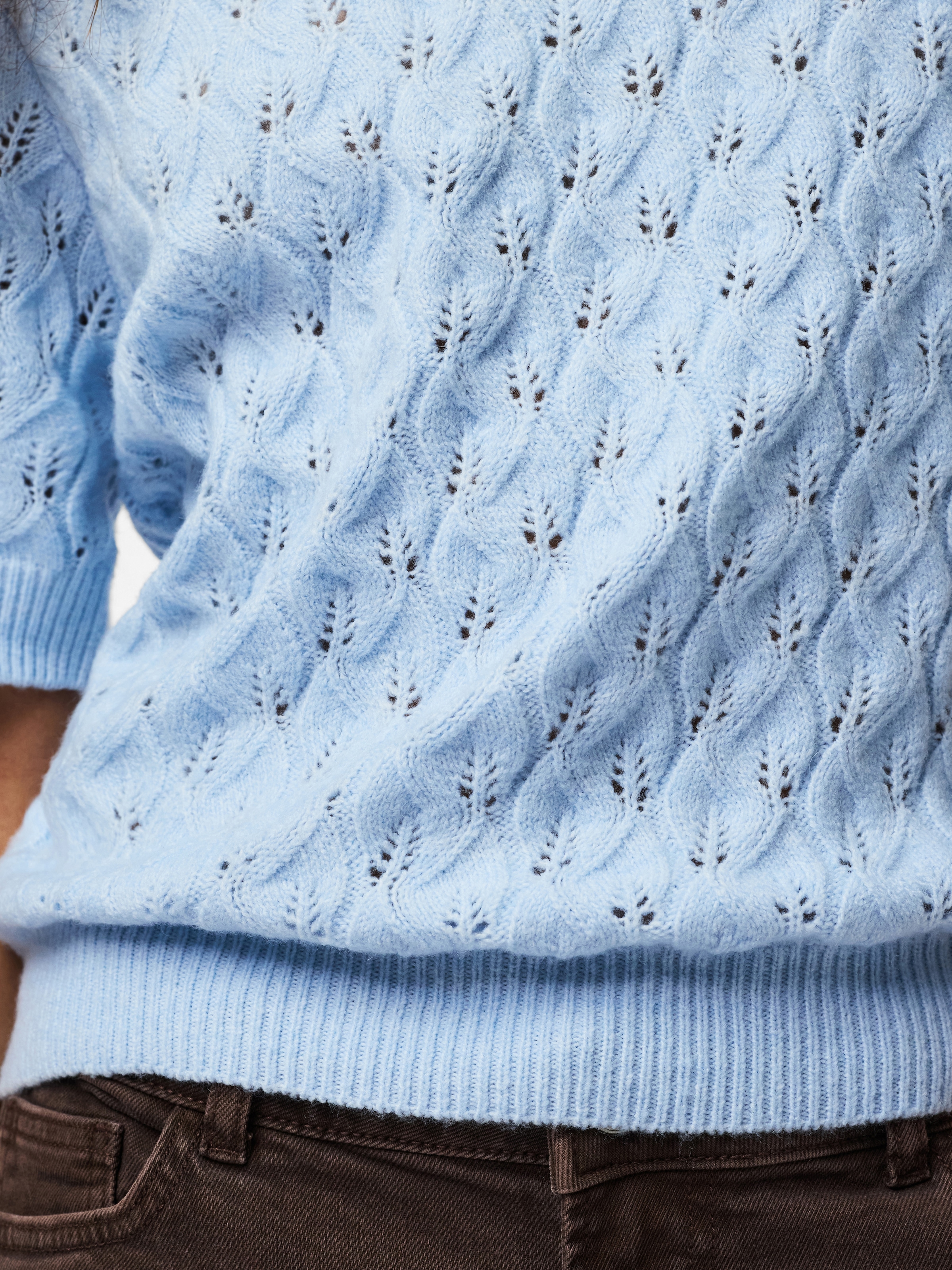 pieces Strickpullover »PCLELOU SS O-NECK KNIT NOOS BC« mit Ajourmuster