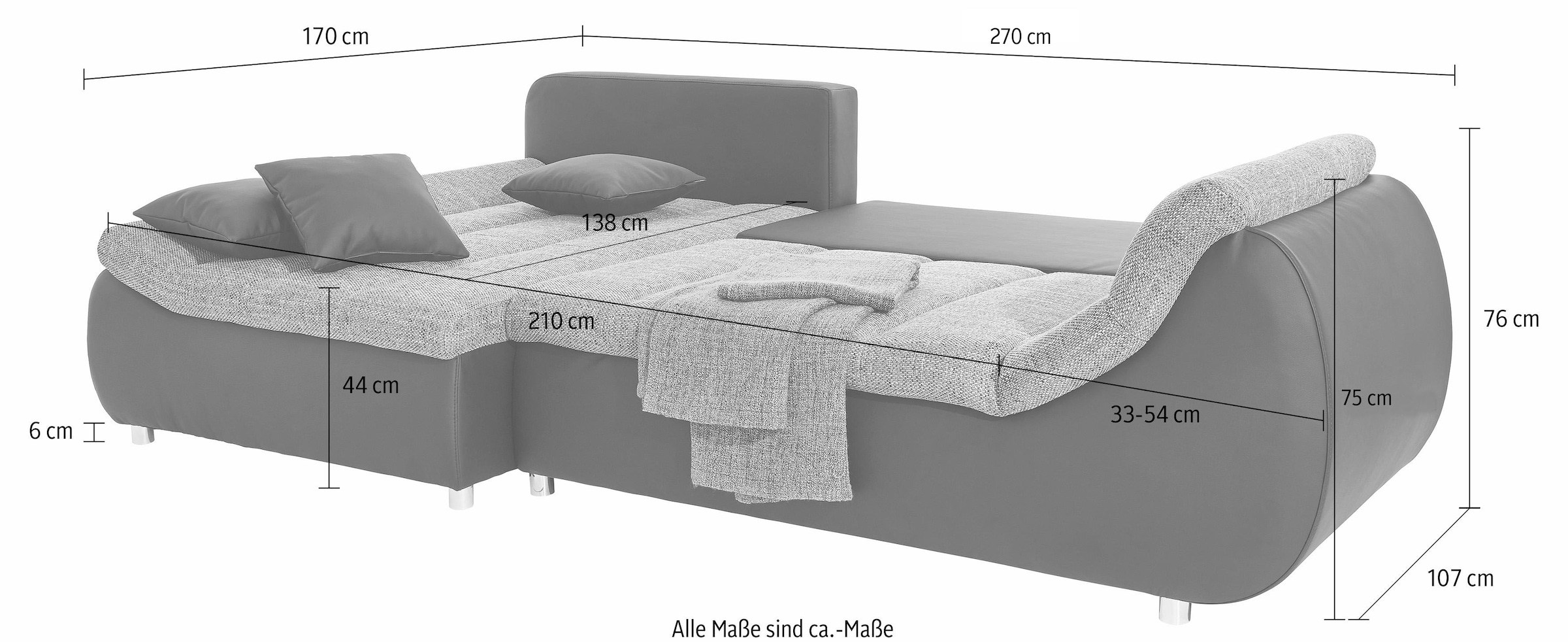INOSIGN Ecksofa »Imola elegant und bequem, aktuelle Steppung im Sitz, L-Form«, wahlweise mit Bettfunktion