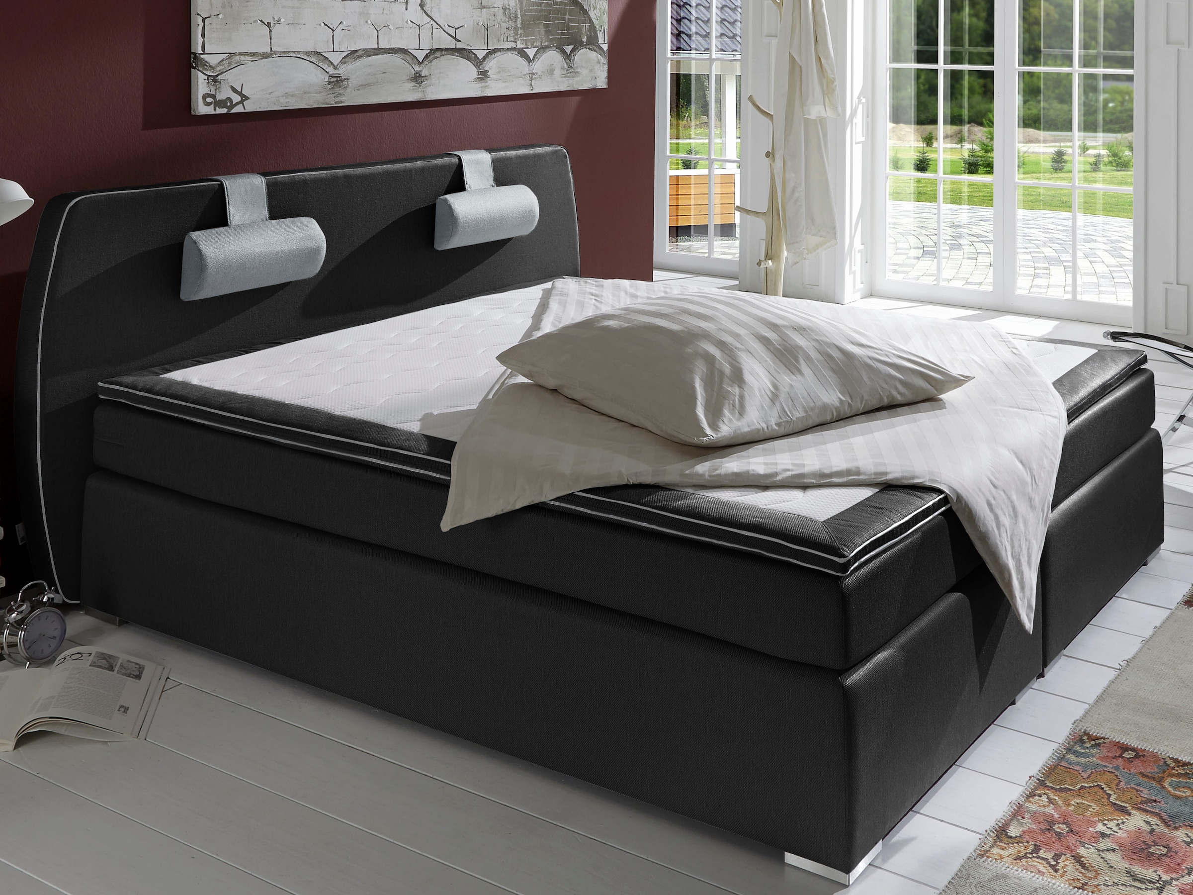 ATLANTIC home collection Boxspringbett »Rex« mit Topper und verstellbaren Nackenkissen