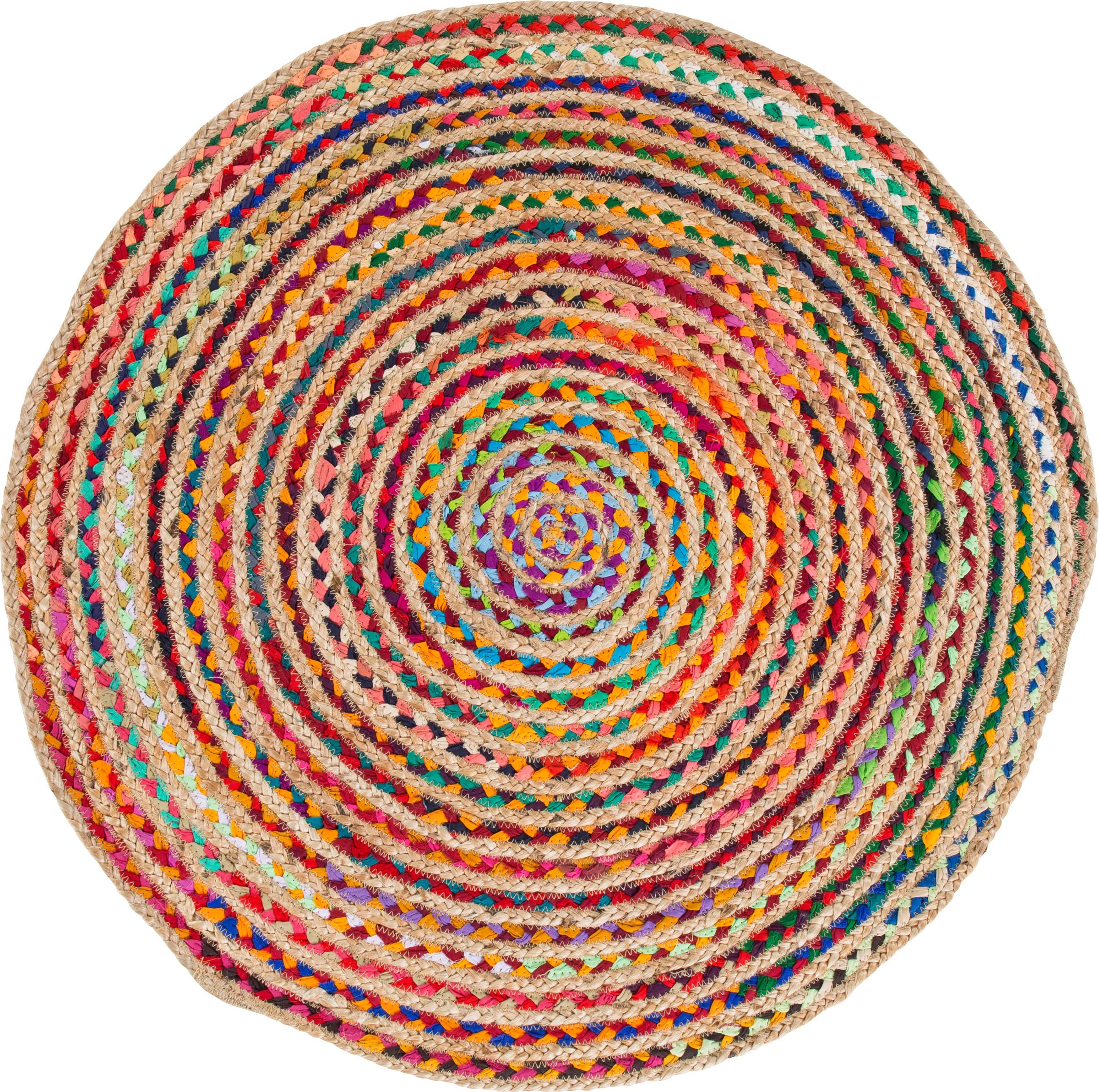 Barbara Becker Teppich »Ethno«, rund, 4 mm Höhe, Flachgewebe, handgeflochten, Ø ca. 80 cm, Material: Jute & recycelte Baumwolle, Wohnzimmer