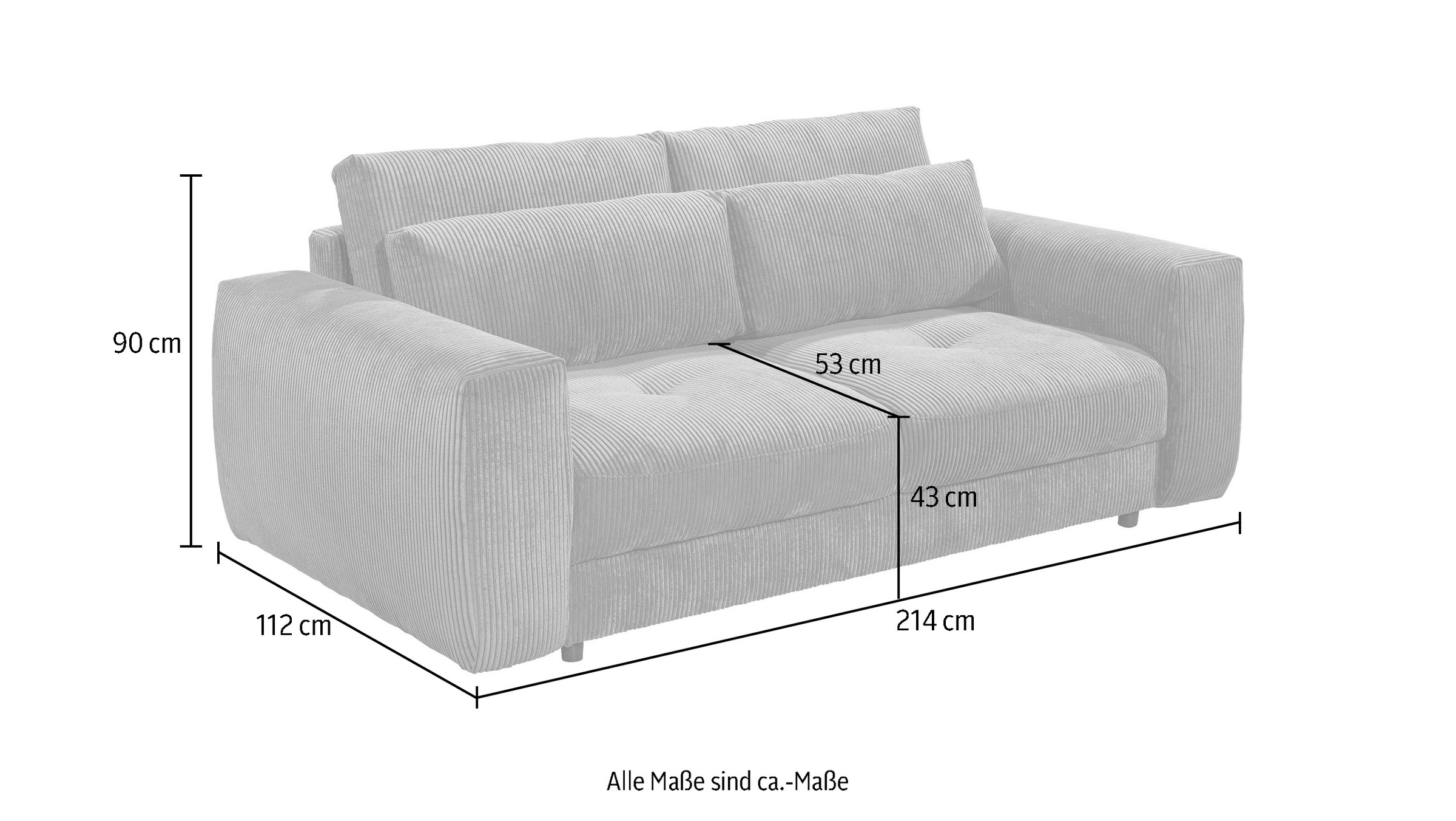 ED EXCITING DESIGN 2-Sitzer »Barura«, Big-Sofa mit 2 Nierenkissen