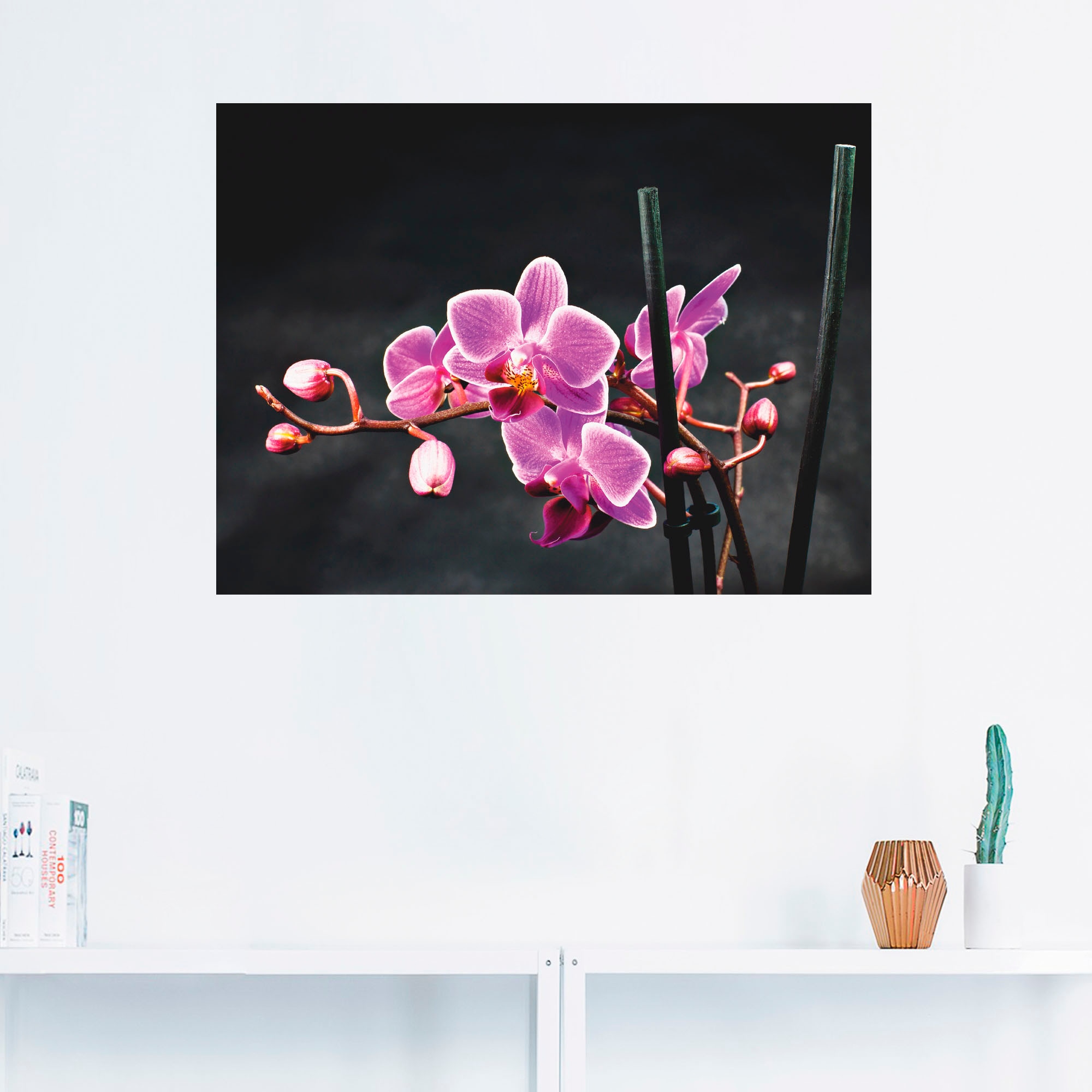 Artland Wandbild »Eine Orchidee vor schwarzem Hintergrund«, Blumen, (1 St.), als Leinwandbild, Poster, Wandaufkleber in verschied. Größen