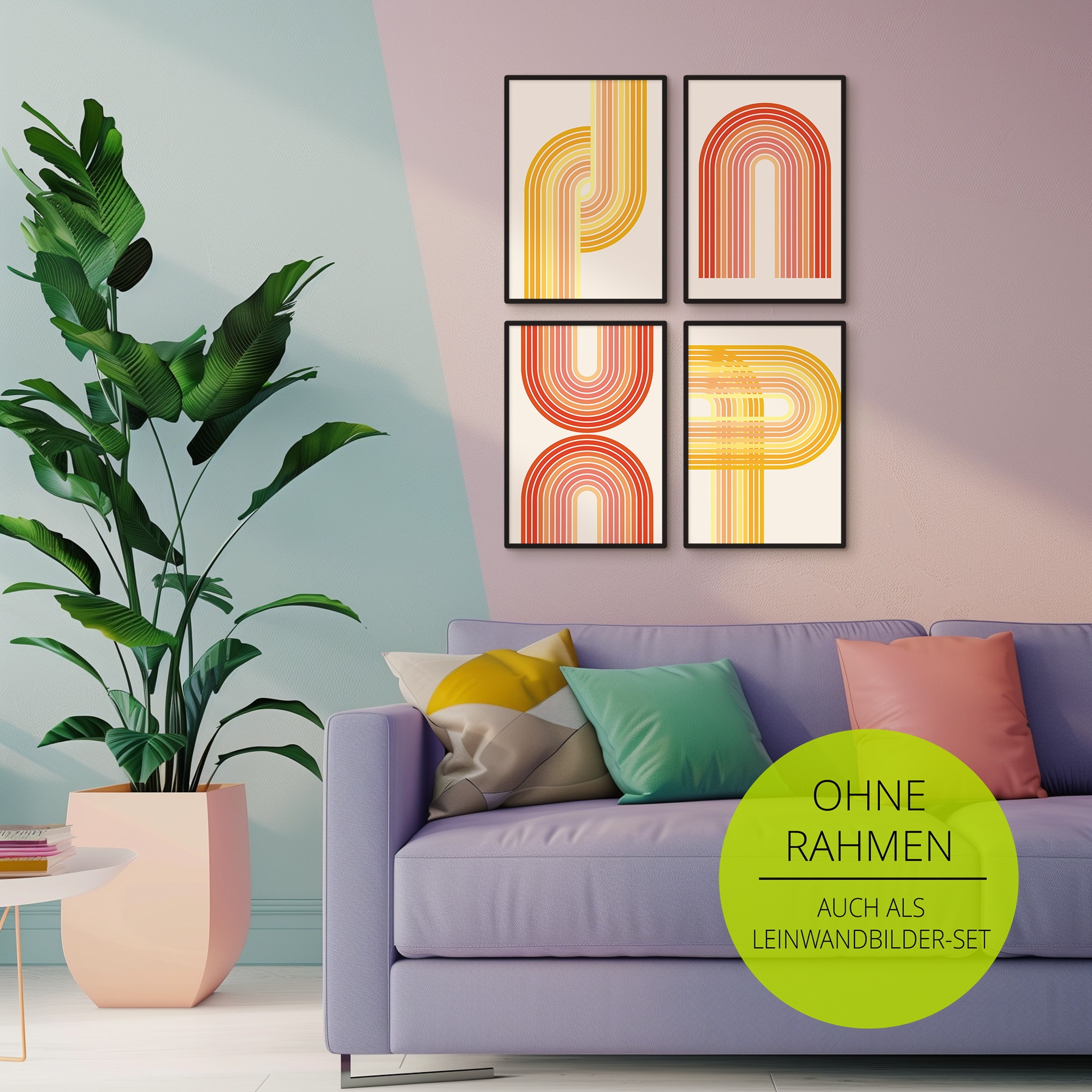 OTTO home Wandbild »Retro I bis IV« Abstrakt 4 Stk. tlg. als Poster oder Leinwandbilder Set