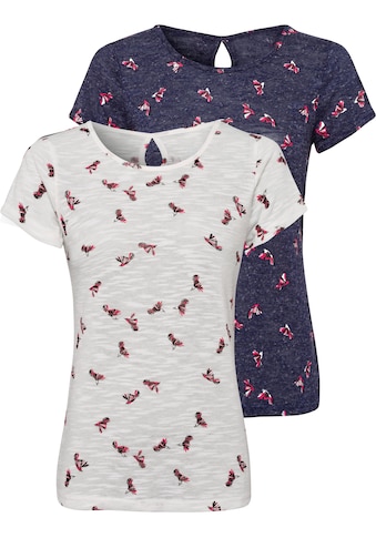 Vivance T-Shirt, (2 tlg., 2er-Pack), mit schönem Kolibri-Druck kaufen