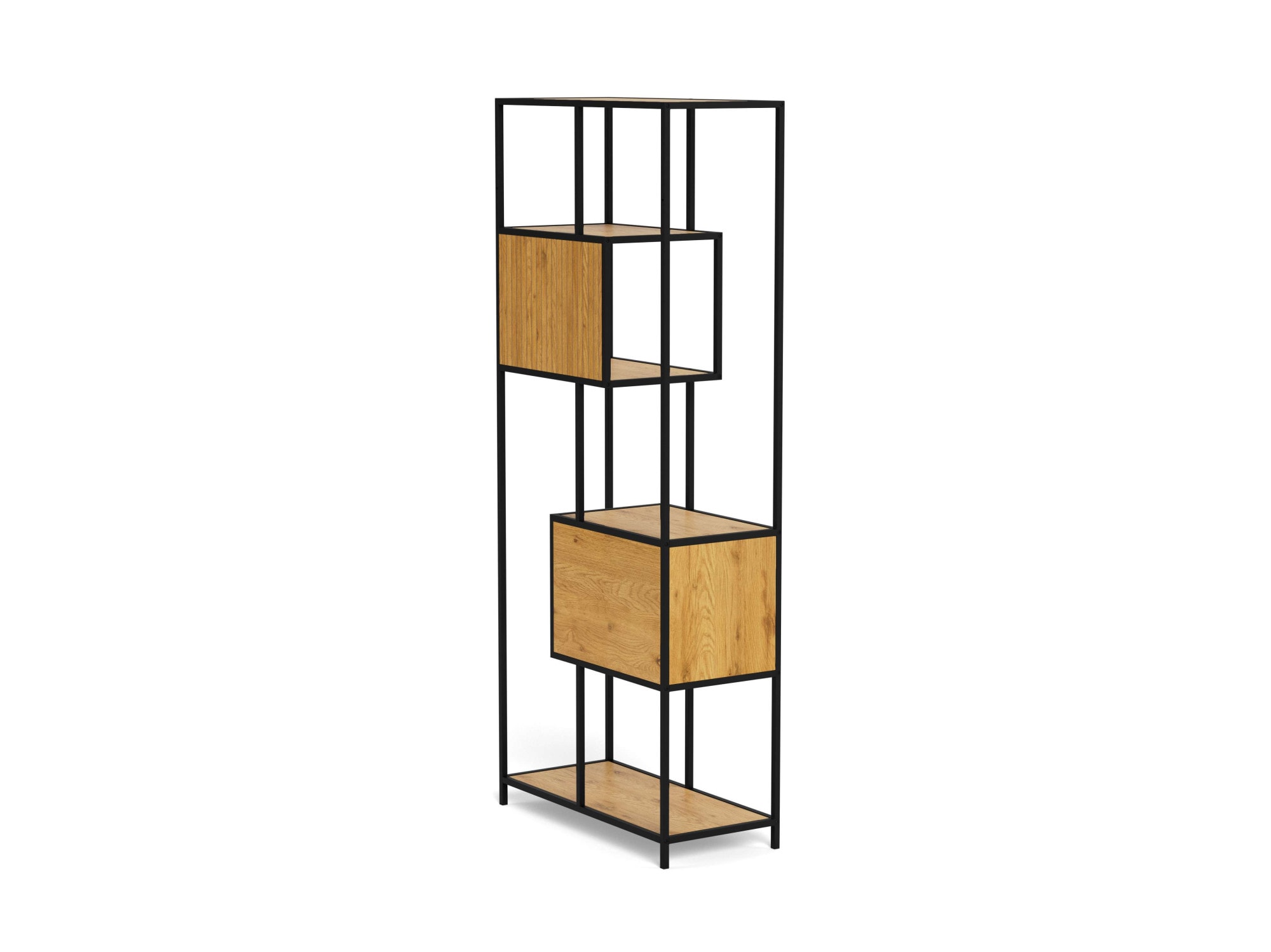 ACTONA GROUP Regal »Seaford, Standregal, Regal, Raumteiler« 77x35x185 cm,  schwarzer Stahlrahmen, 2 Schubladen, Wendemodul, Breite 77 cm