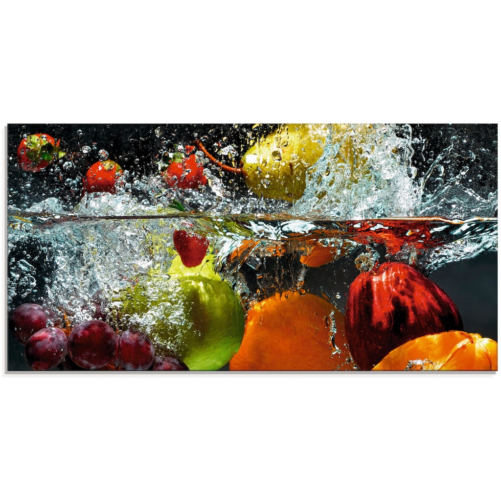 Artland Glasbild »Spritzendes Obst auf dem Wasser«, Lebensmittel, (1 St.)