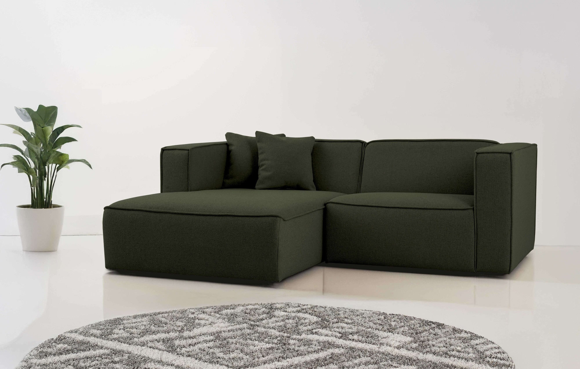 OTTO home Ecksofa »Tammie« Breite 222 cm, Webstoff fein, bodentief, mit Wellenunterfederung
