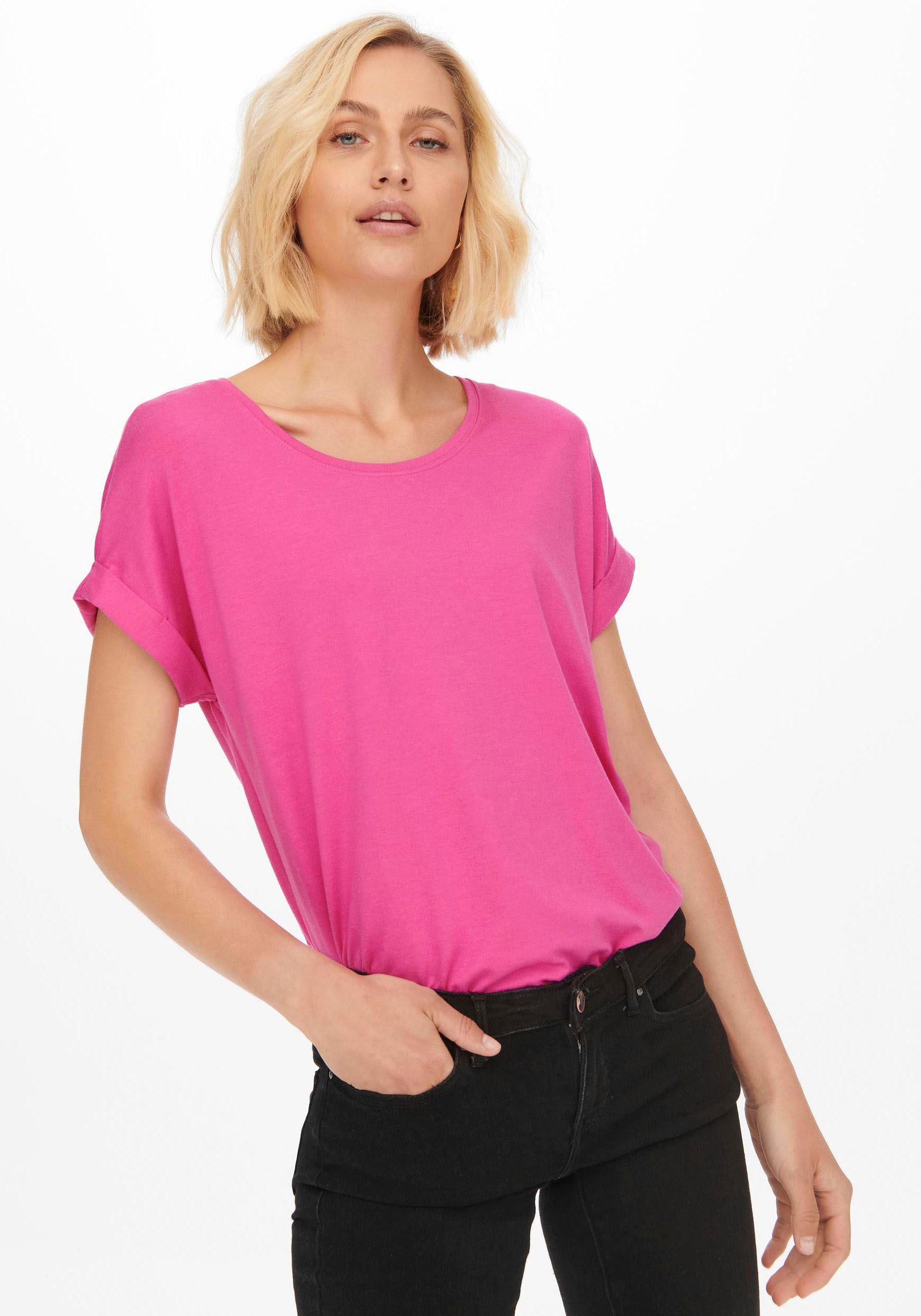 ONLY T-Shirt »ONLMOSTER S/S O-NECK TOP NOOS JRS«, mit Aufschlag am Arm