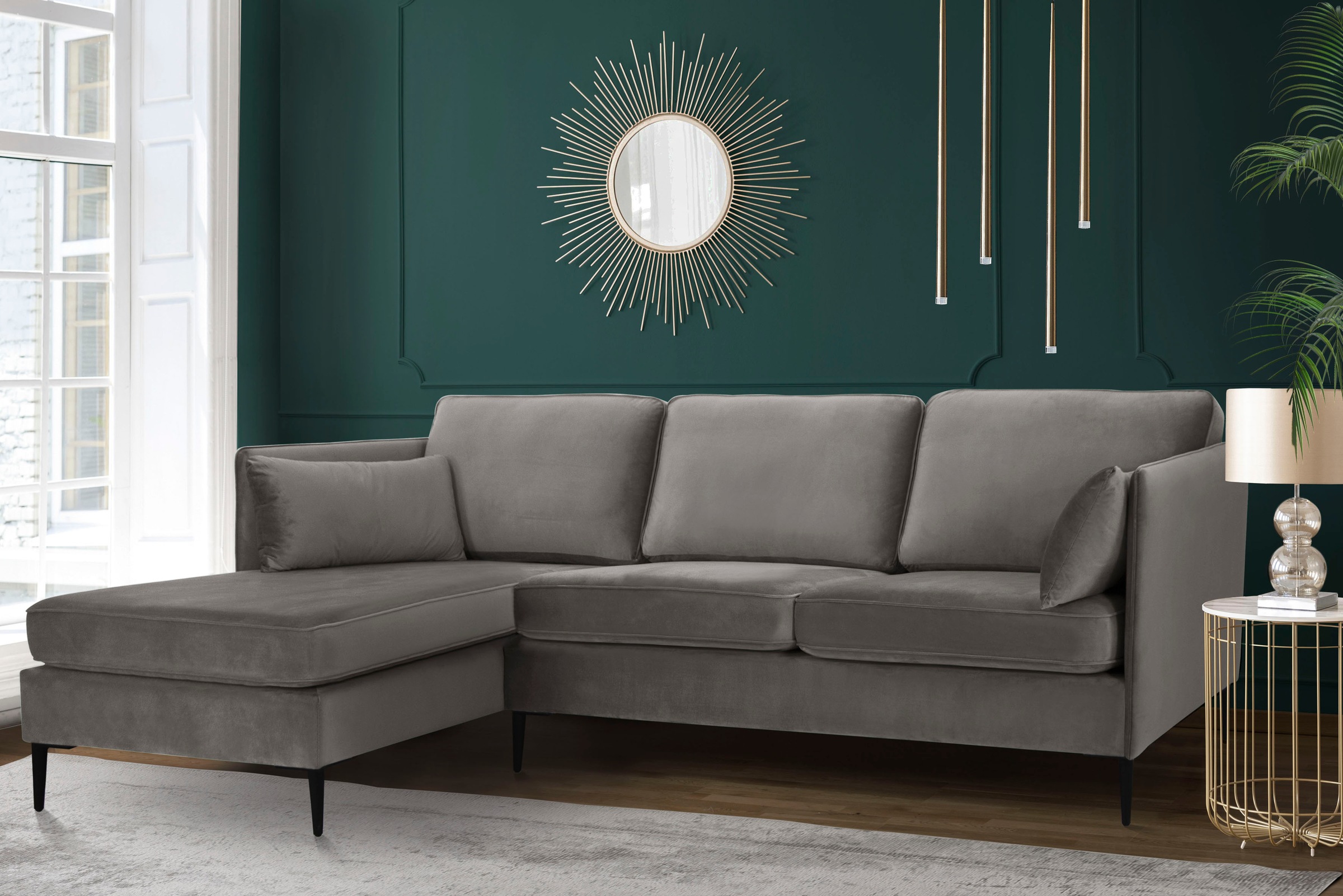 Leonique Ecksofa »Light L-Form«, inklusive loser Zierkissen, mit schmalen Armlehnen und Teleskopfüßen