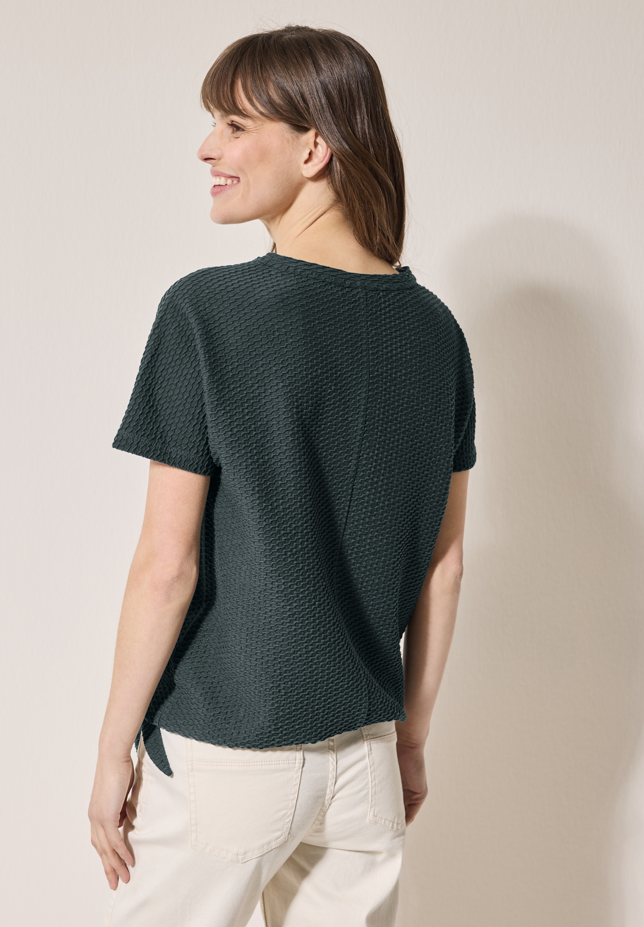 Cecil T-Shirt, mit Struktur und Knoten am Saum
