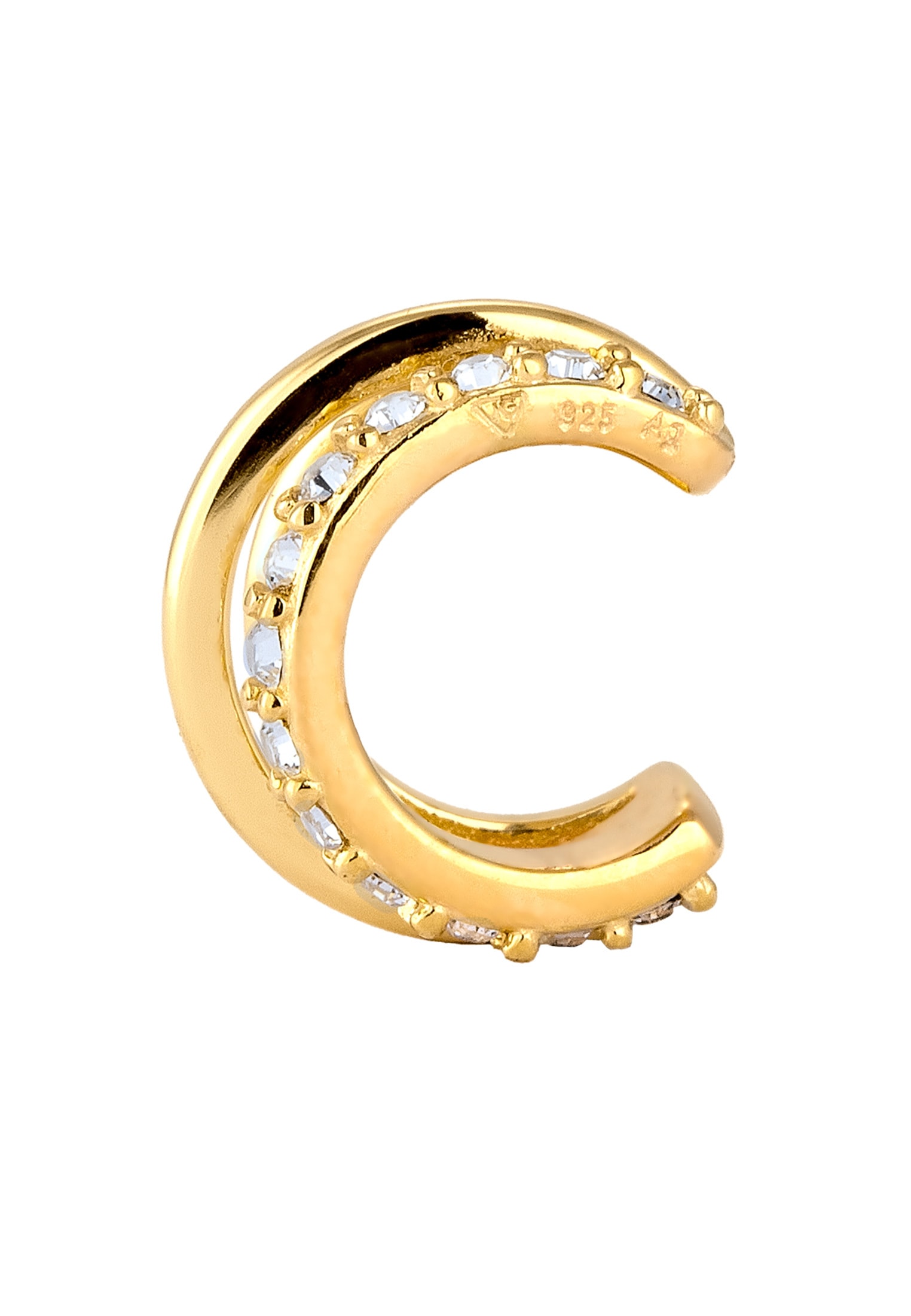 Elli Ohrklemme »Ohrringe Earcuff Single Glas Kristalle Weiß 925 Sterling Silber«