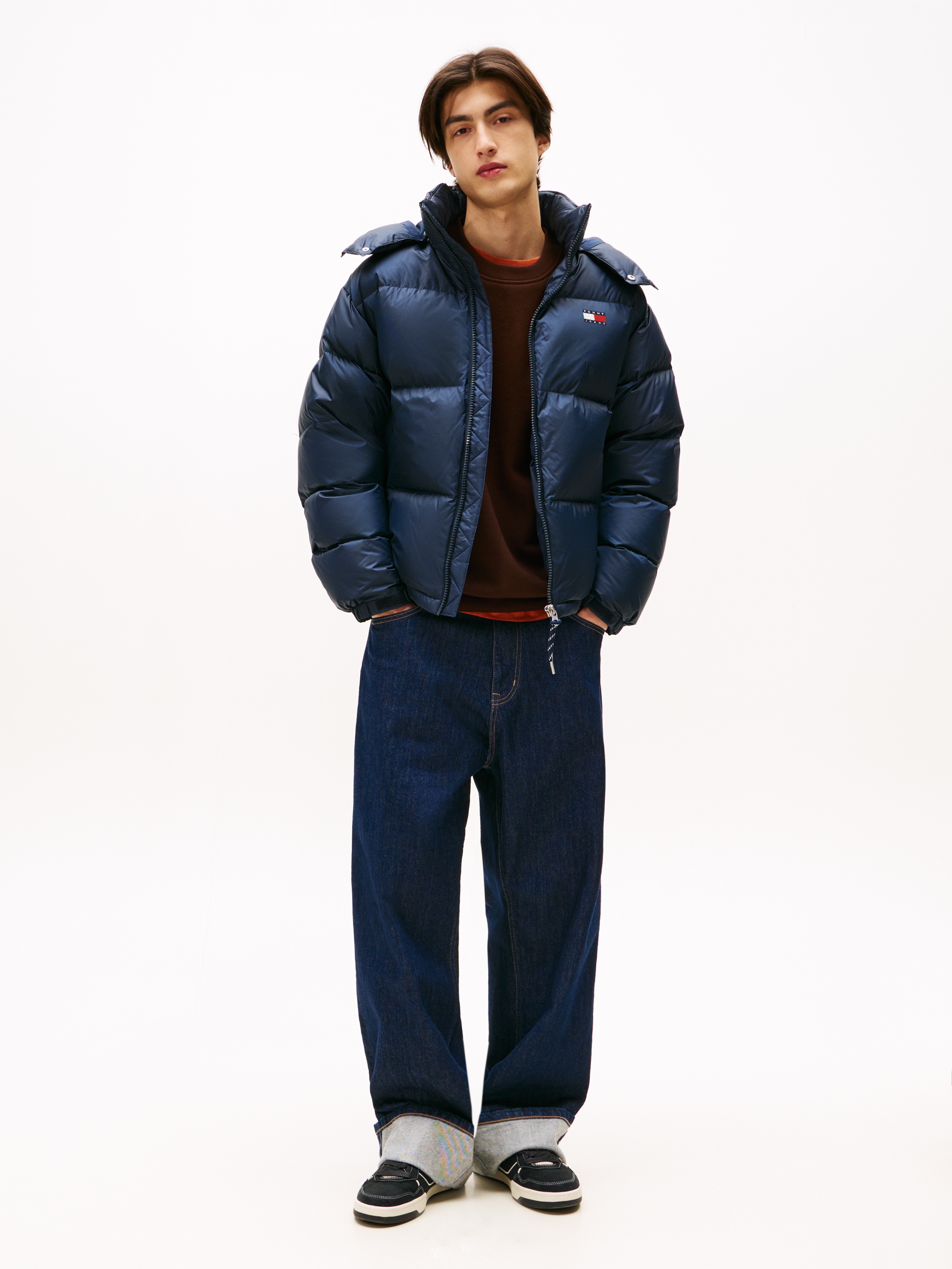 Tommy Jeans Steppjacke »ALASKA DOWN PUFFER«, mit Kapuze, Daunenjacke, Übergangsjacke Regular fit mit abnehmbarer Kapuze