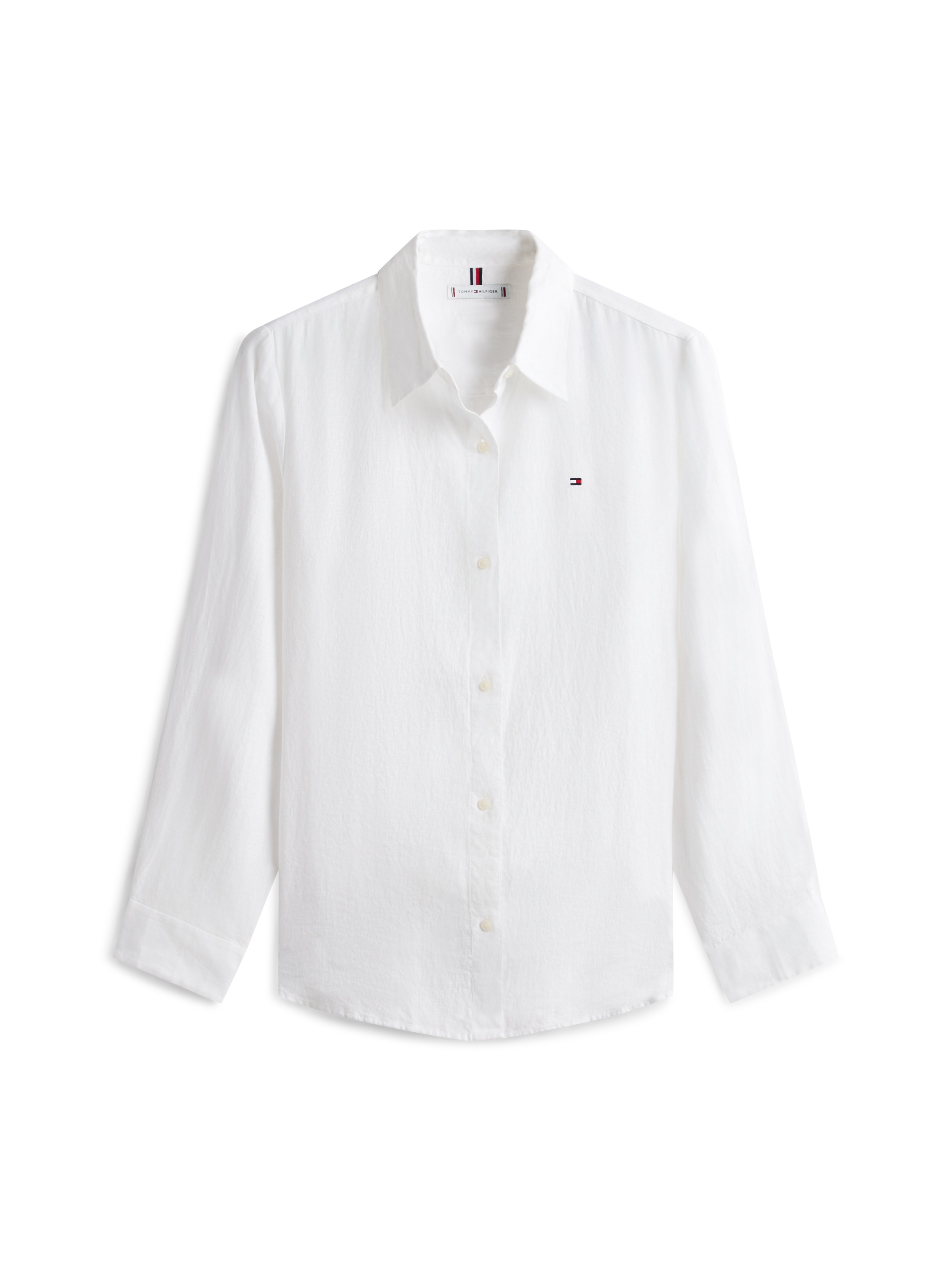 Tommy Hilfiger Hemdbluse »ESS LINEN RELAXED SHIRT« mit Logostickerei ,kühlendes Premium Leinen
