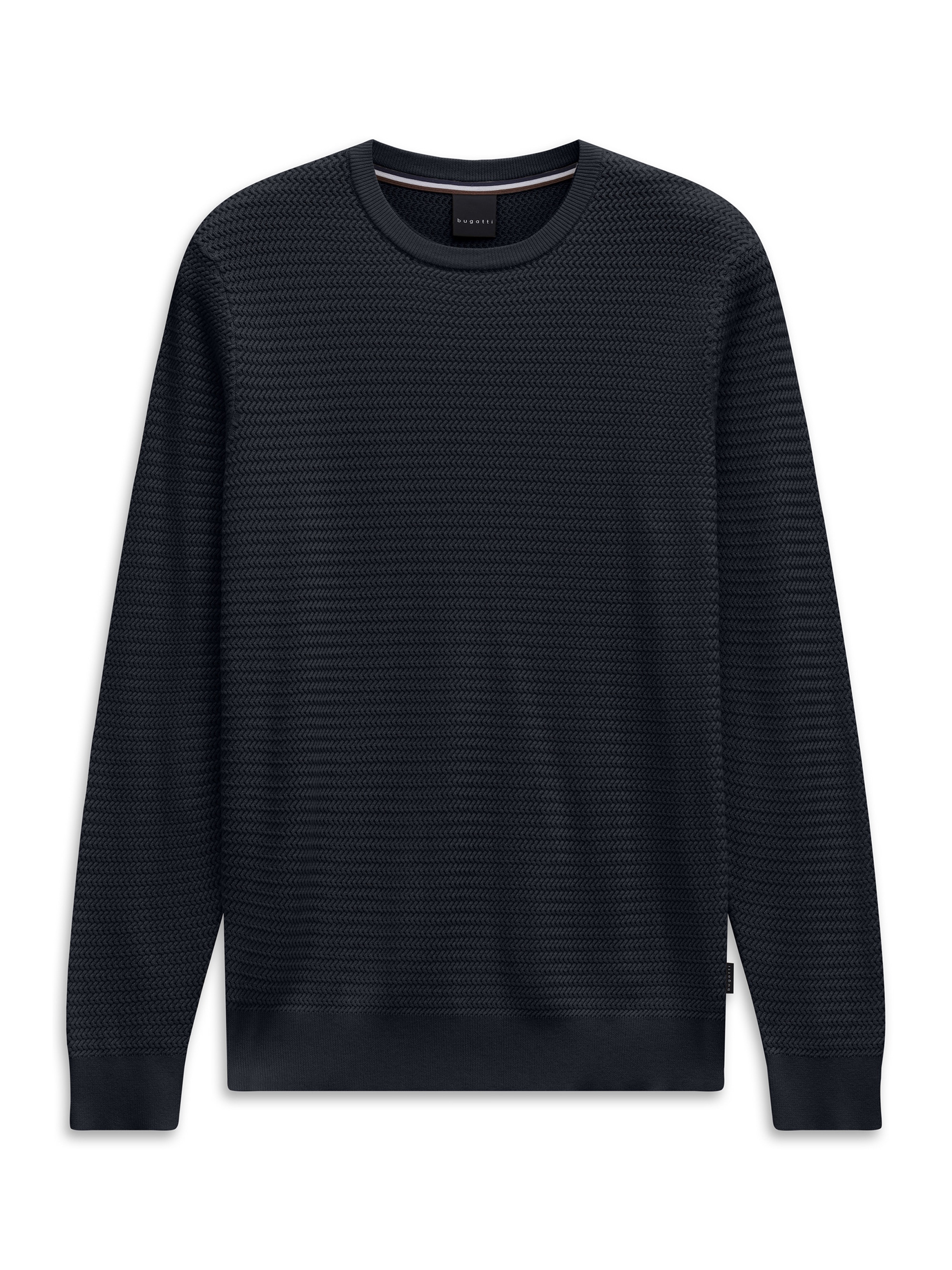 bugatti Rundhalspullover »Regular Fit« Regular Fit Baumwolle Rundhals Struktur