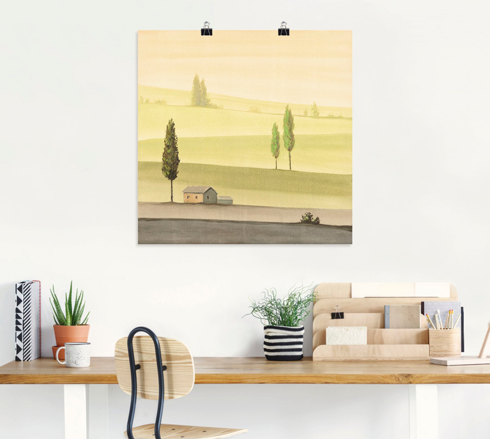 Artland Wandbild »Landschaft in Grün II«, Wiesen & Bäume, (1 St.), als Leinwandbild, Poster in verschied. Größen