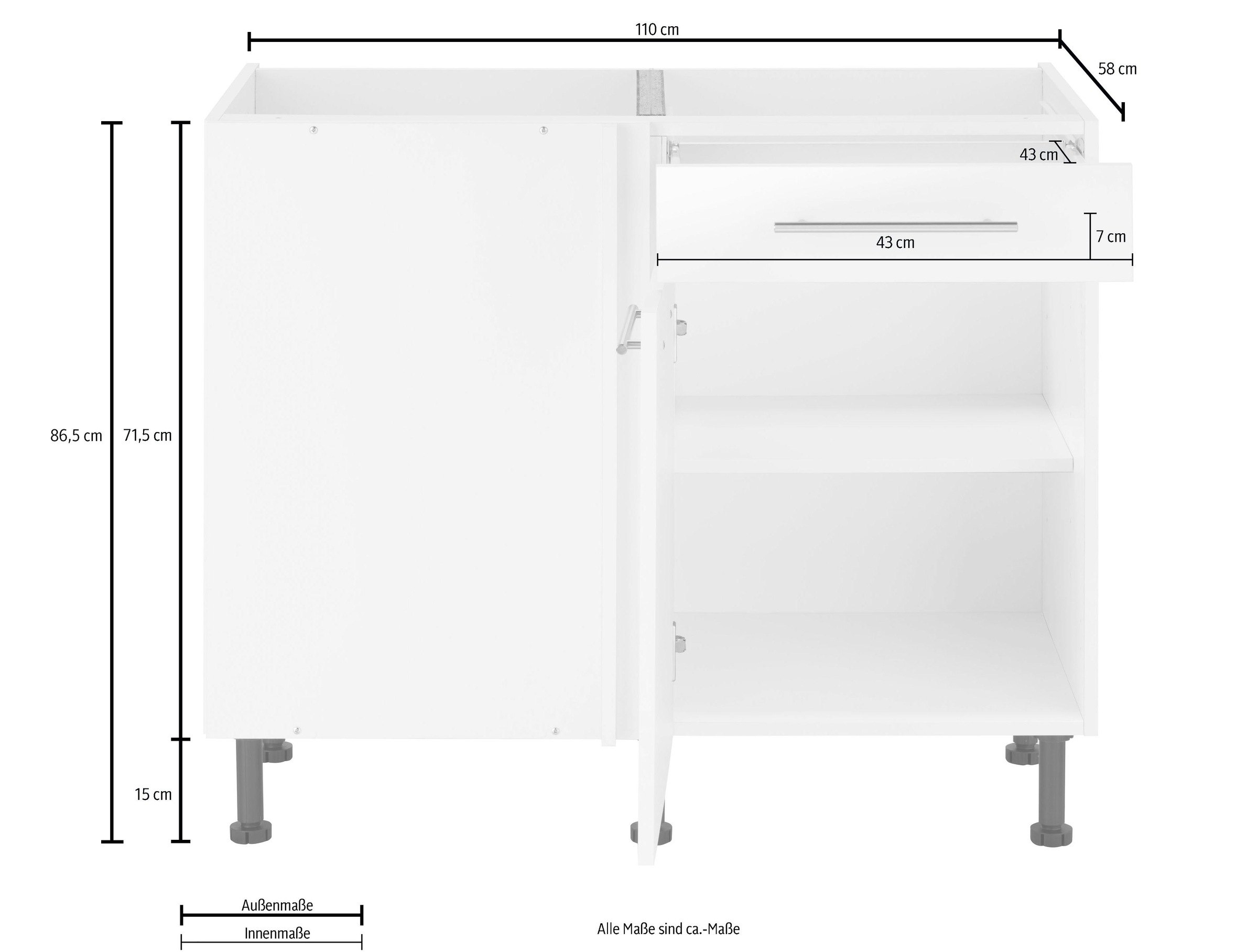 wiho Küchen Eckunterschrank »Ela«, mit Metallgriffen