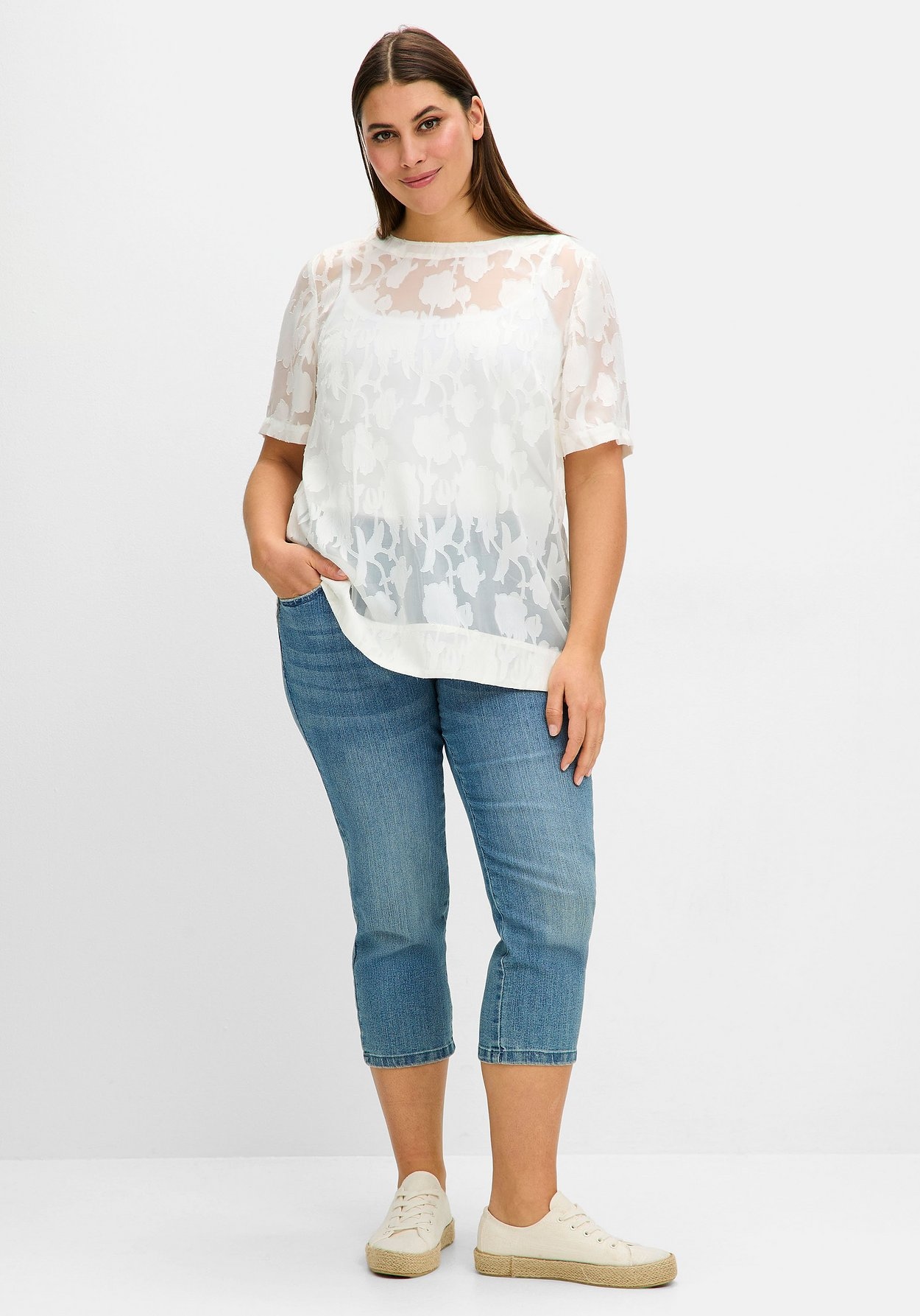 Sheego Tunika »Tunika mit transparentem Jacquardmuster«