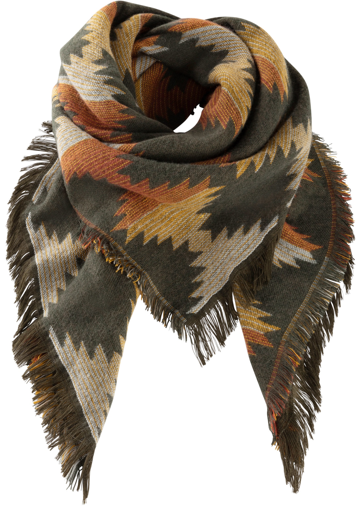 bonprix Halstuch 1 Stk. XXL-Form, aus Polyacryl und Polyester, mit Fransen, casual Stil