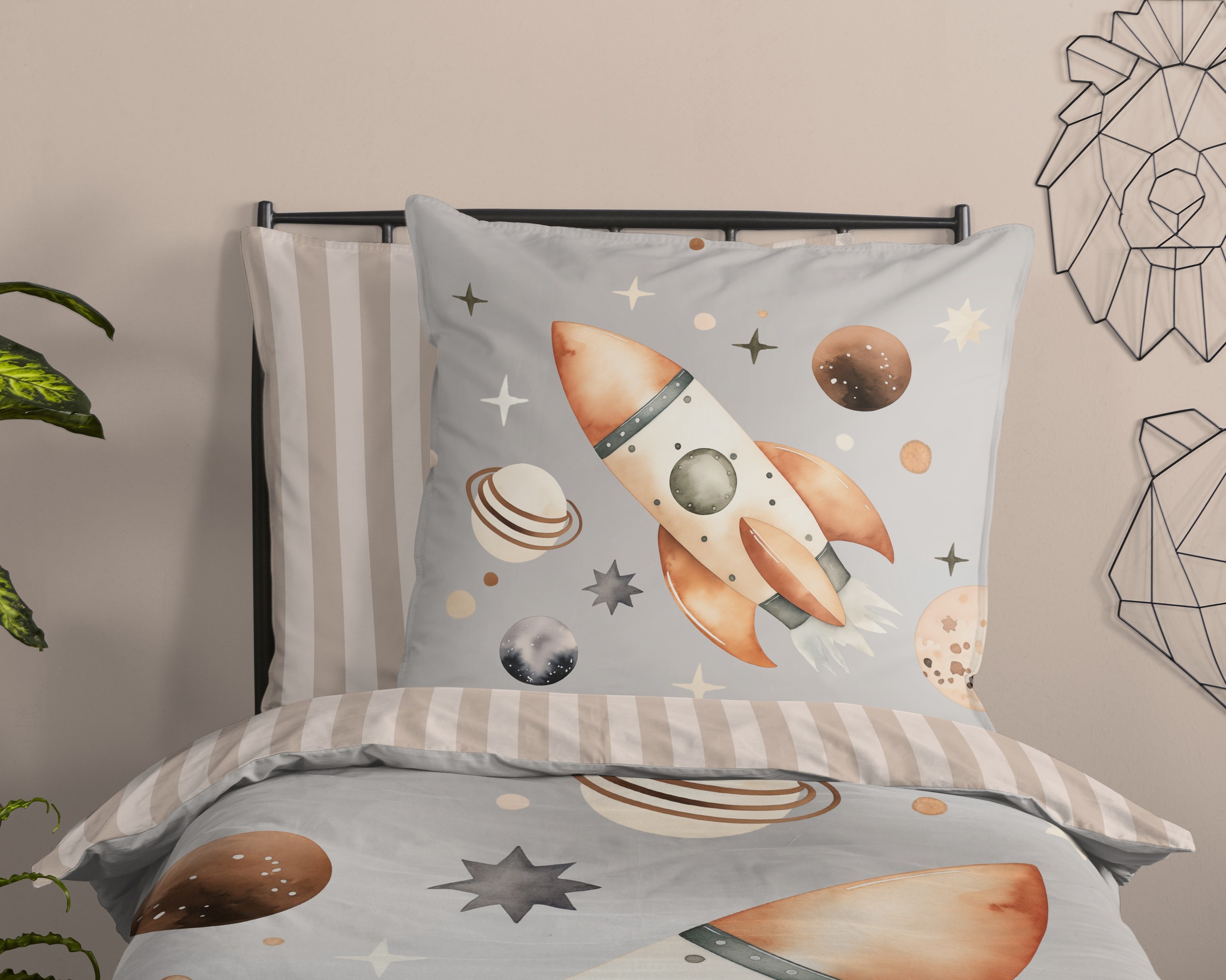 good morning Kinderbettwäsche »Exploree«, Baumwolle, Renforcé, Wendeoptik, Kind, Junge, Weltall, Rakete