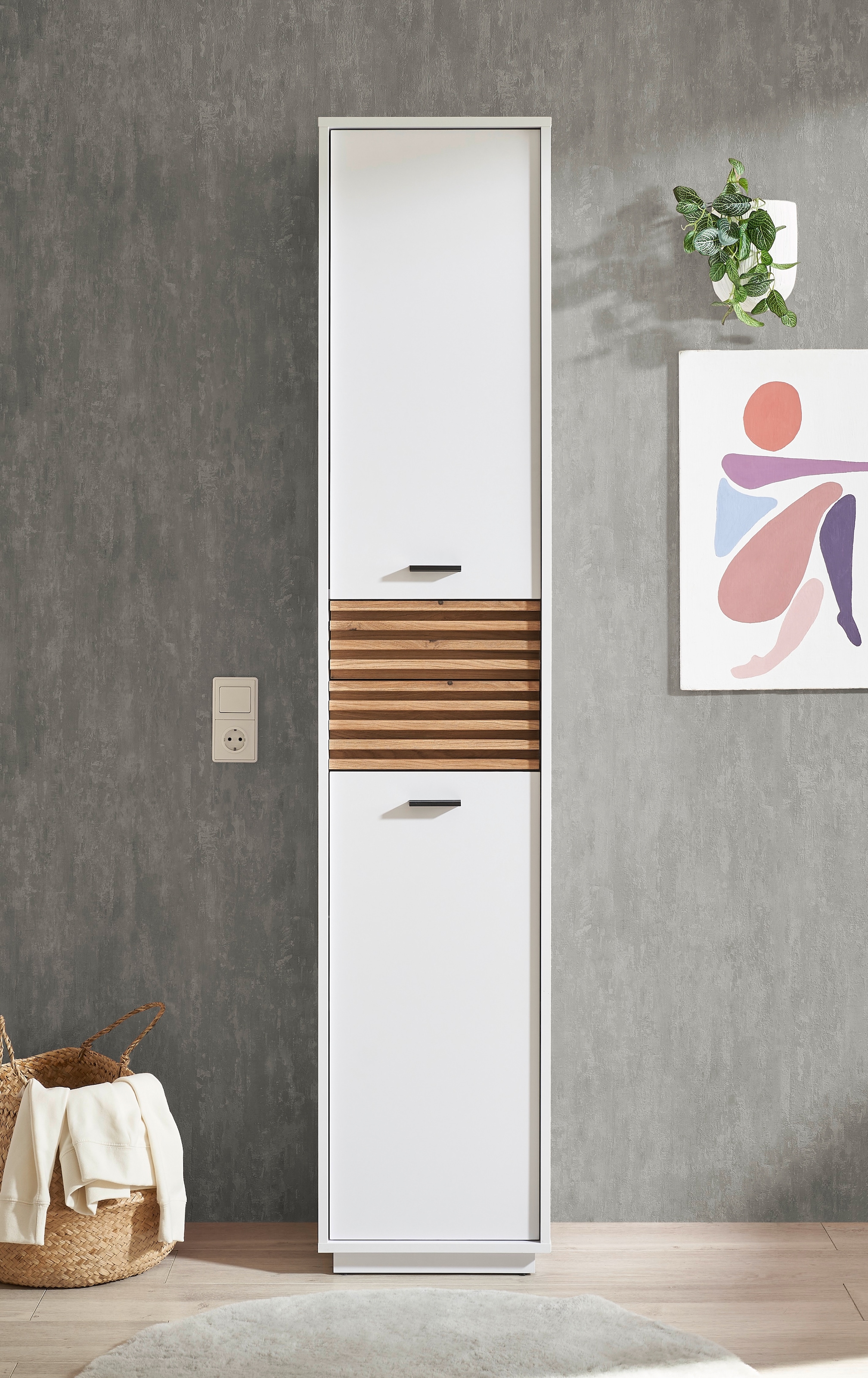 BASIC by Balculina Hochschrank »Liguria B/H/T 38x191x35 cm« 1 Stk. tlg. Breite 38cm, Unterflurauszug, FSC-Mix 70%