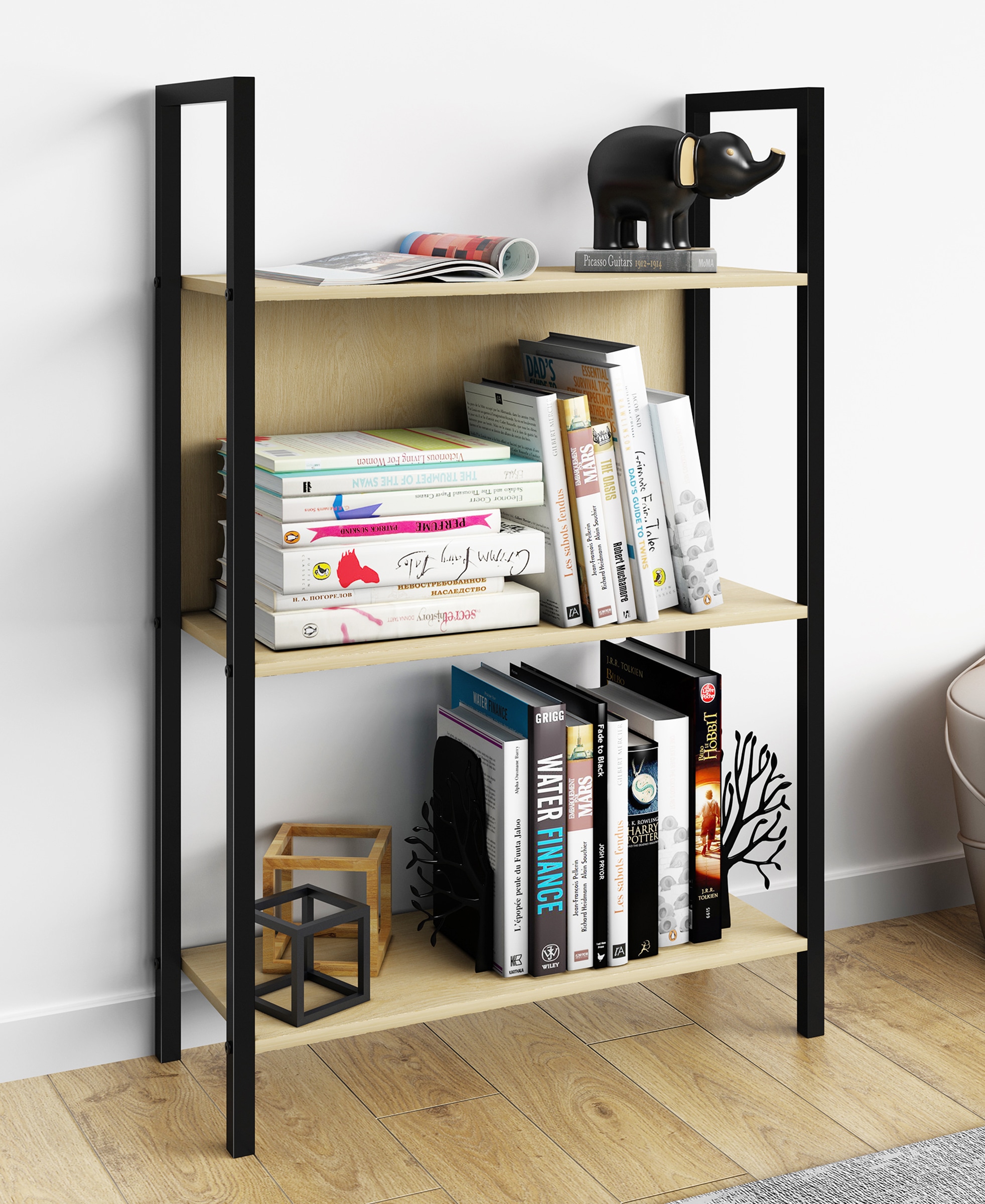 VCM Standregal »Holz Metall Stand Regal Büro Bücher Flakos 3fach«